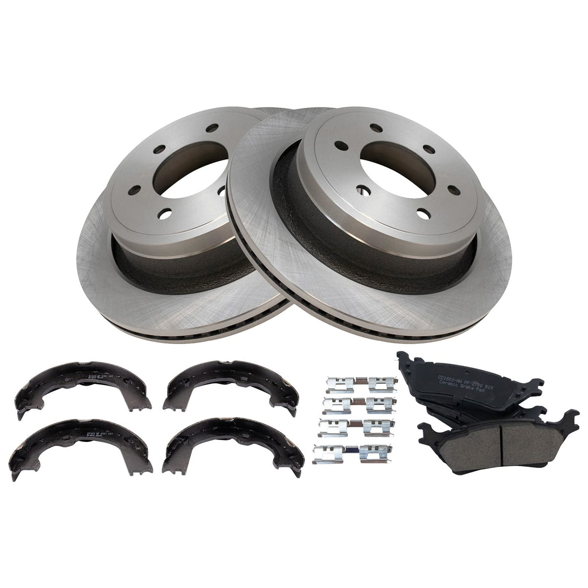 Trq Rear Ceramic Brake Pad & Rotor Kit Compatible With 2012-2016 Ford F-150