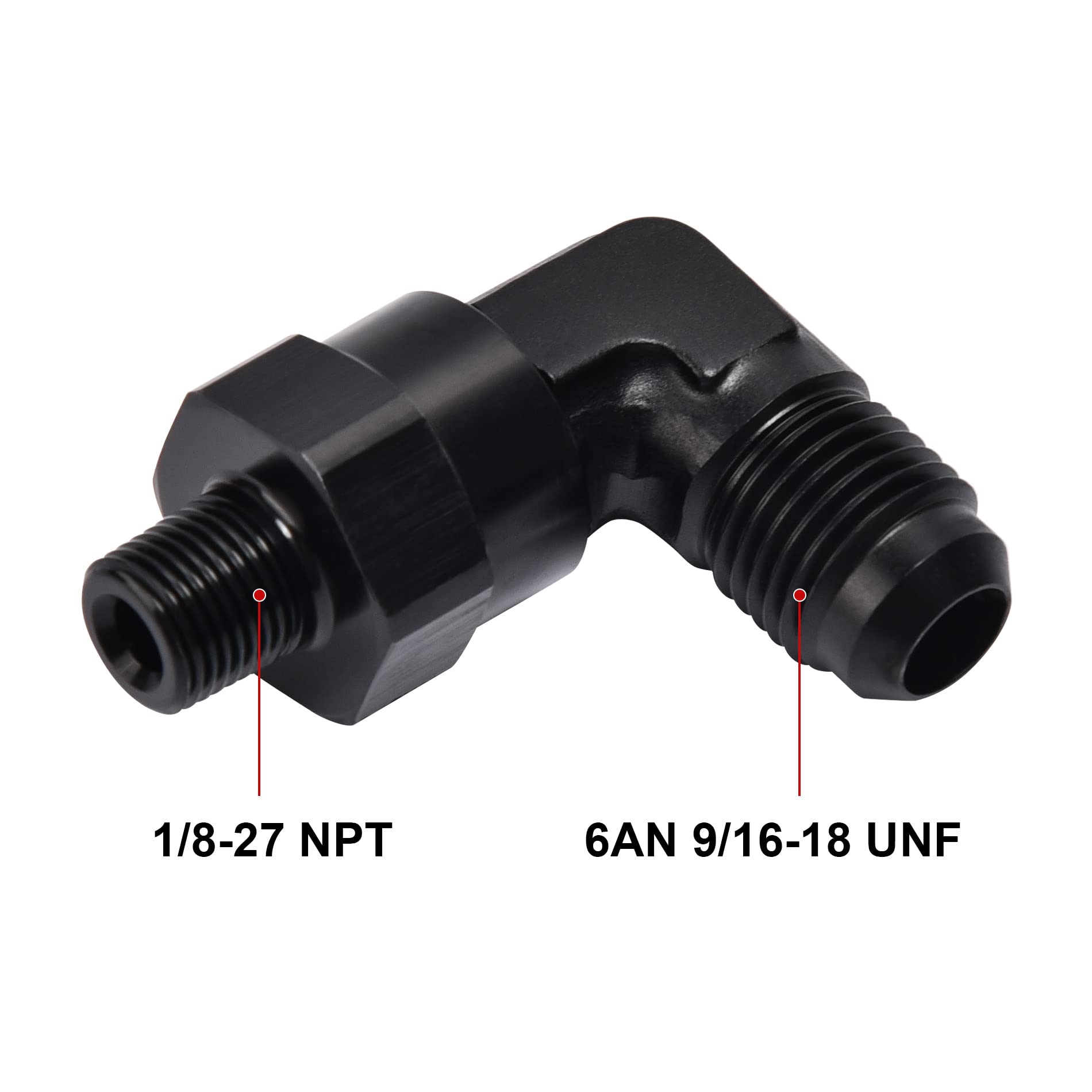 Evil Energy 6An Male Flare To 1/8 '' Npt 90 Degree Swivel Fitting Adapter Aluminum Black