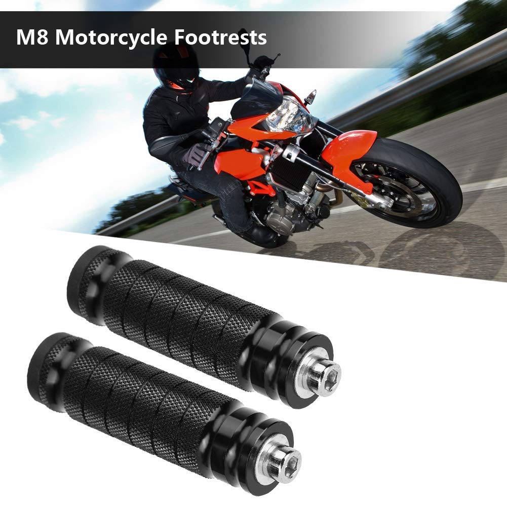 Motorcycle Footrests,2Pcs Motorcycle Rear Footrests Universal M8 Non-Slip Foot Rest Pegs Pedals