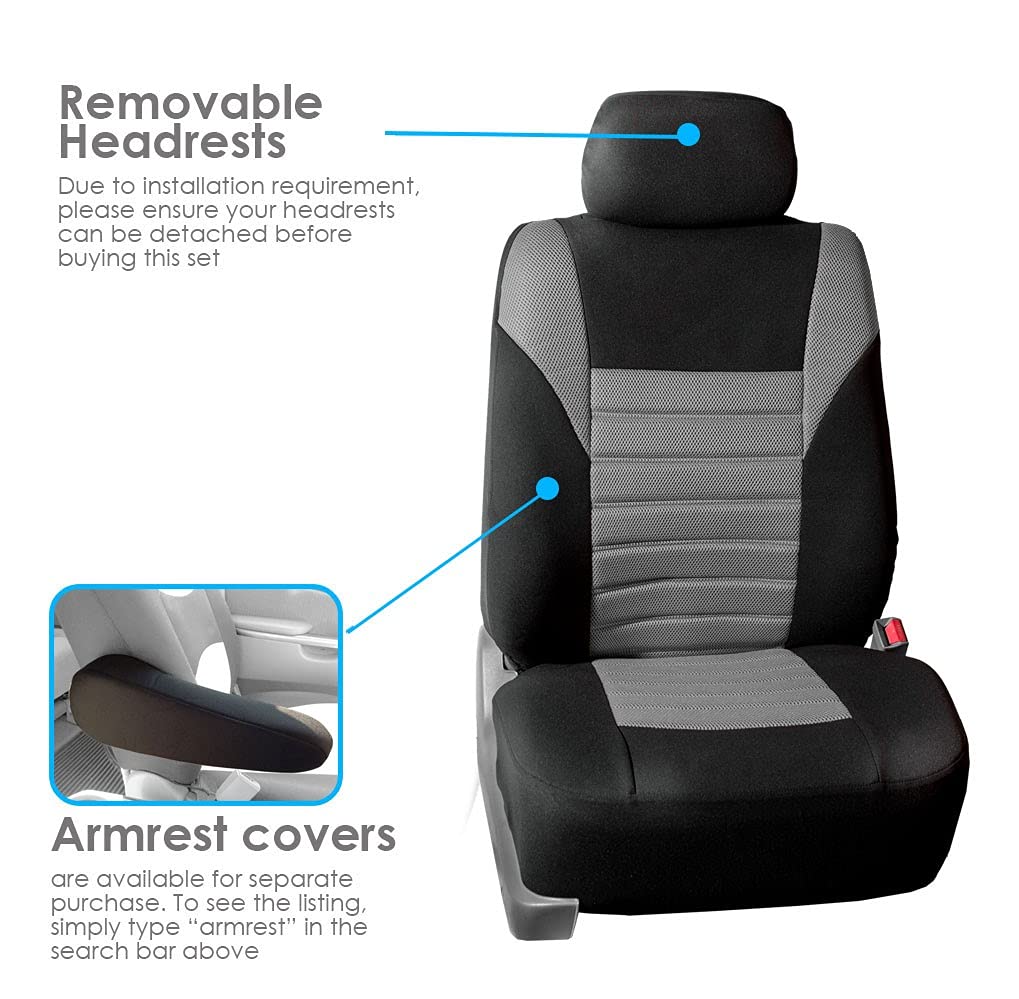 Fh Group Car Seat Covers Front Set Premium 3D Air Mesh - Low Back Car Seats With Removable Headrest,Universal Fit,Automotive Sea