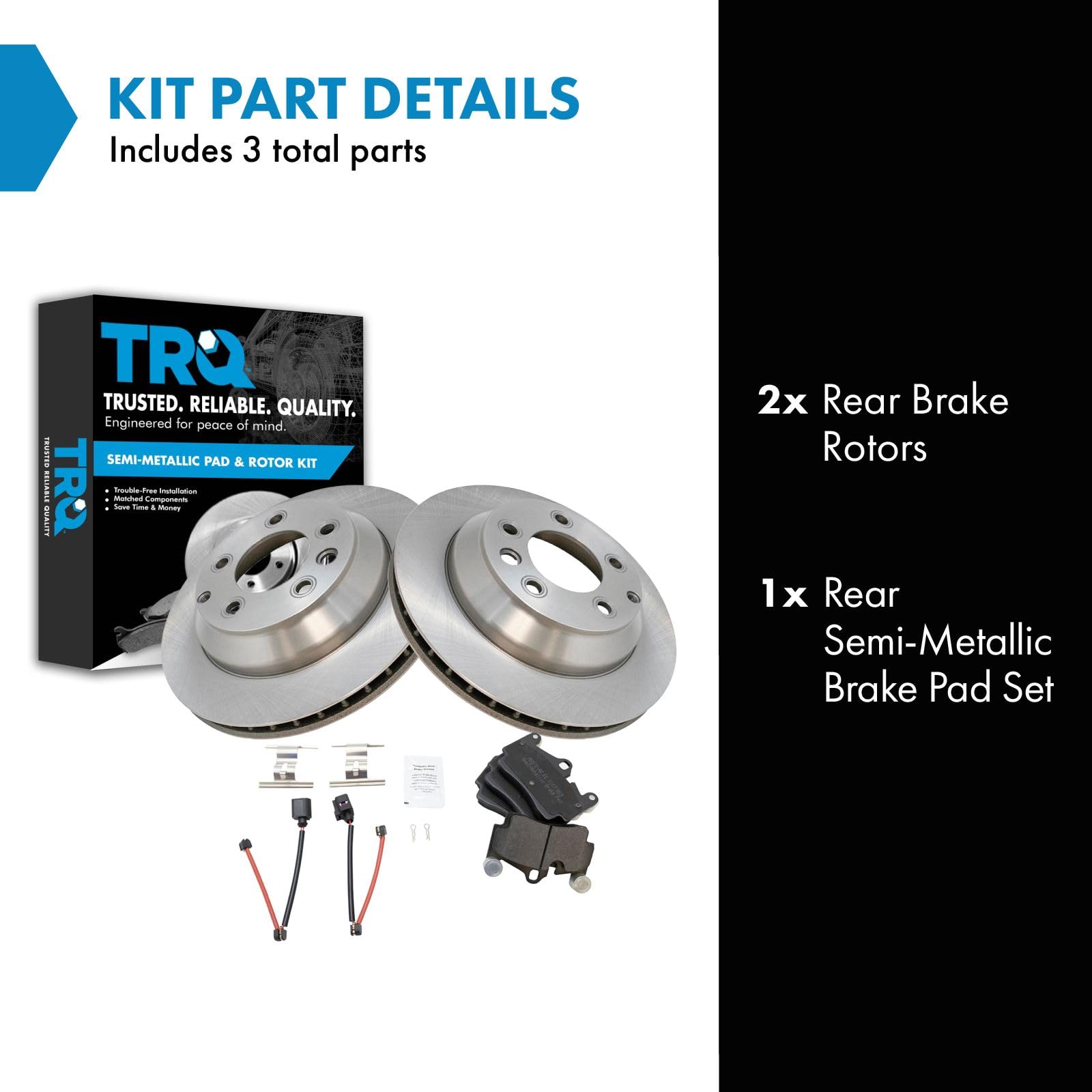 Trq Rear Brake Pad & Rotor Kit Brake Pads Brake Rotor Semi-Metallic Compatible With 2007-2015 Audi Q7 2003-2010 Porsche Cayenne