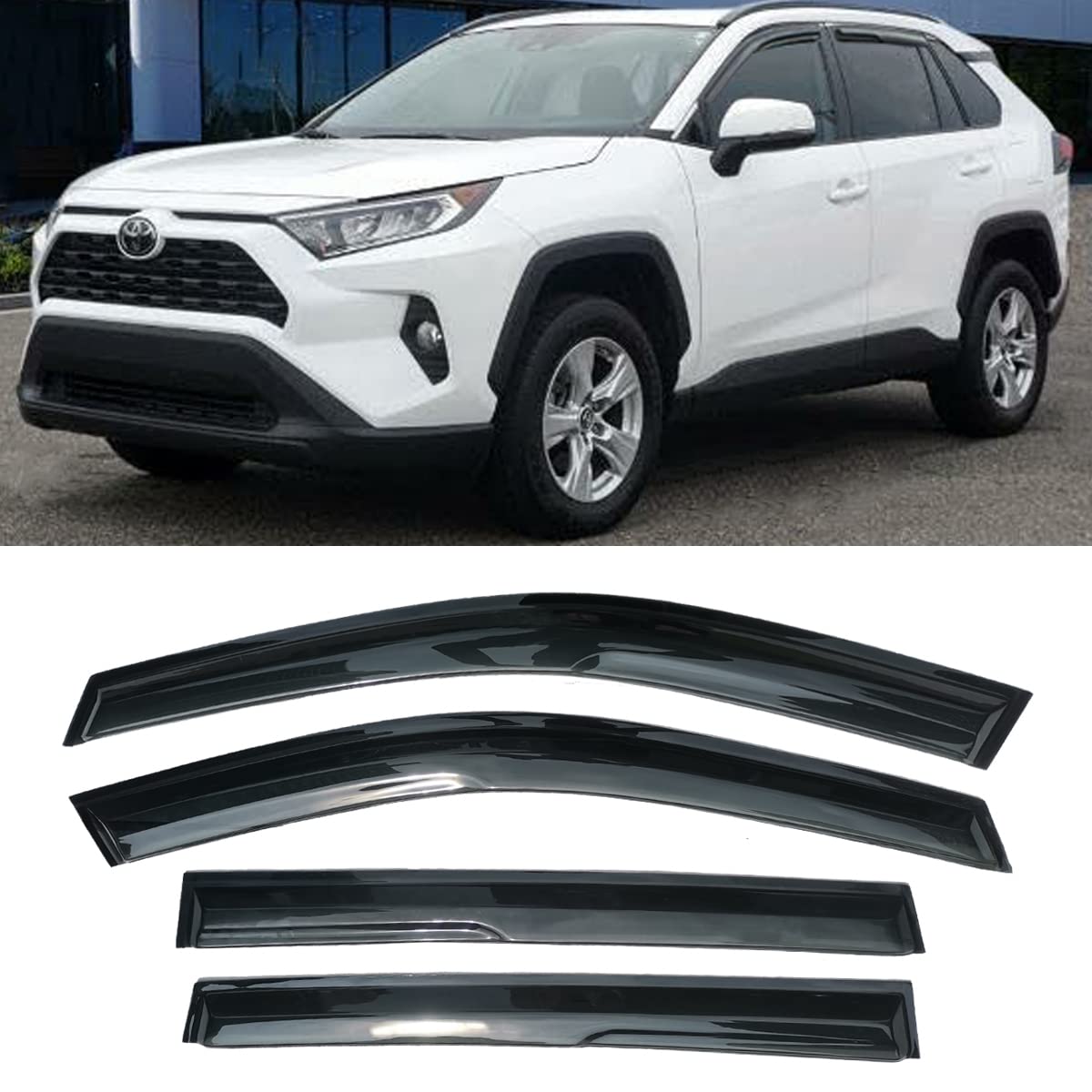 Side Car Window Visor Window Vent Deflectors Rain Guards For 2019 2020 2021 2022 2023 2024 Toyota Rav4, Sun Shade Front Rear Suv