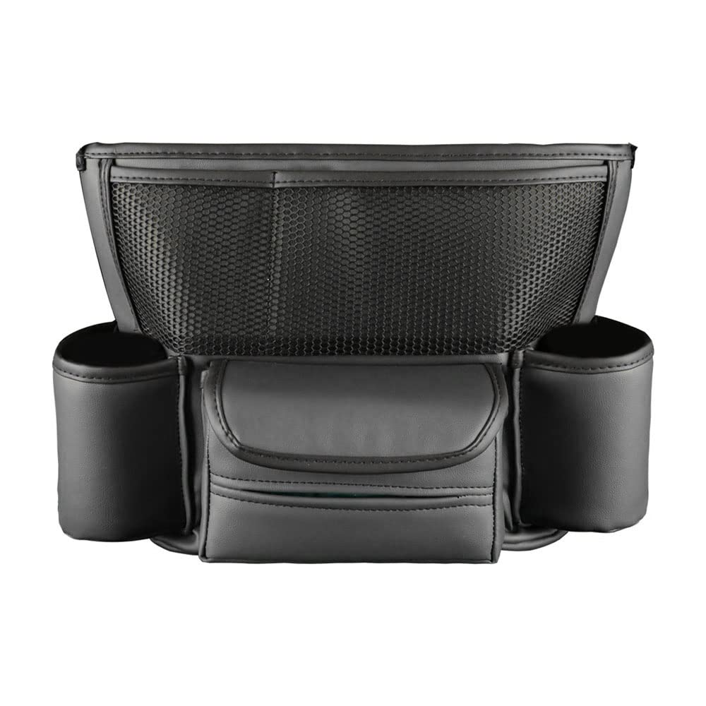 yunfu Car Storage Bag Center Console Storage Organizer Front Seat Leather Barrier Handbag Holder Large Capacity Black