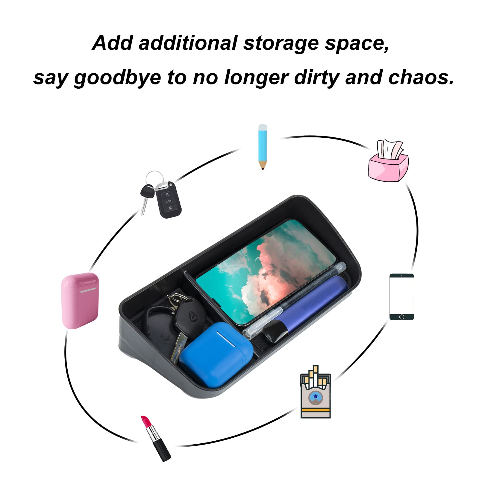 Neepiar Center Console Dash Storage Tray Compatible With 2019-2022 2023 2024 Toyota Rav4 Abs Material Center Console Organizer S