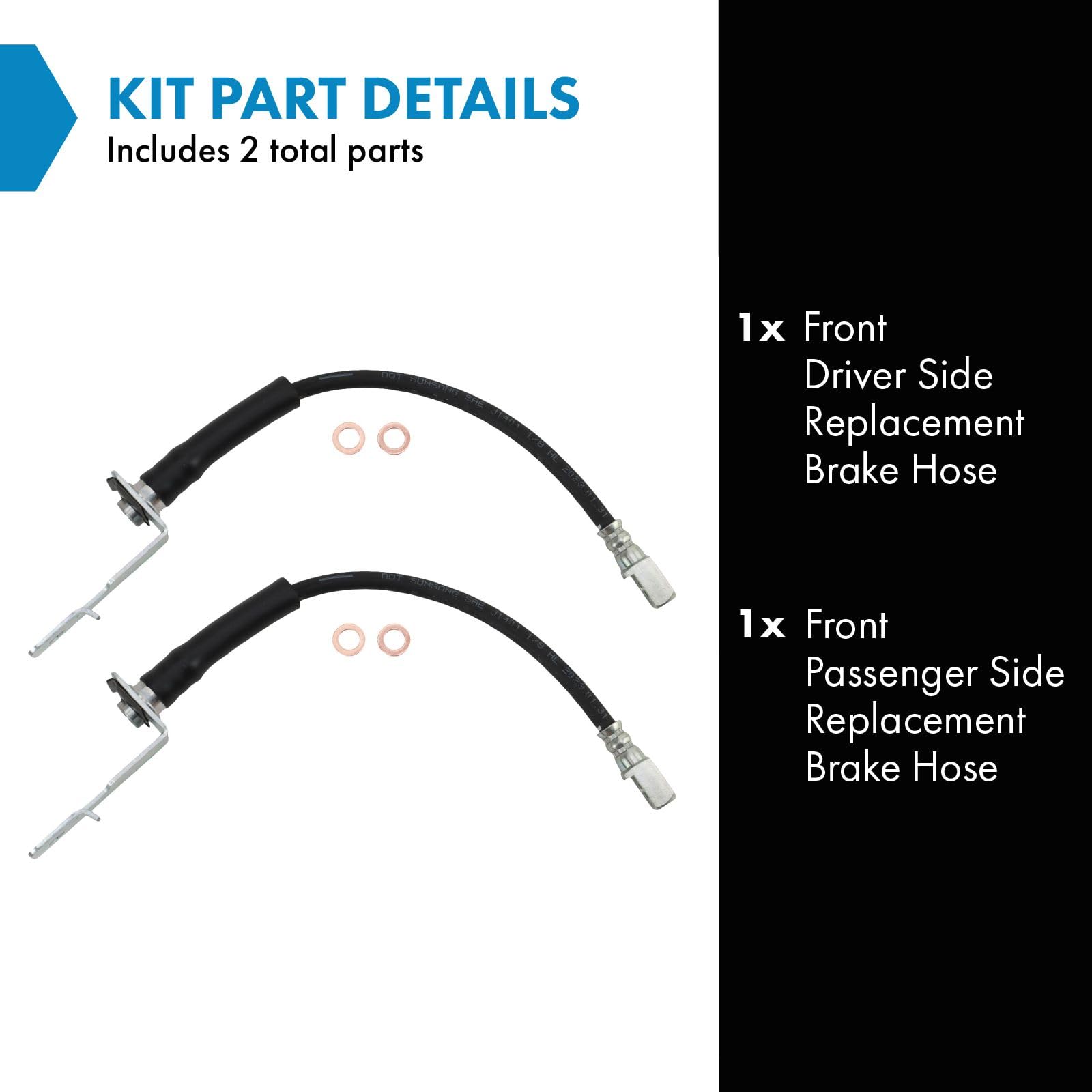 Trq Front Brake Hose Set Compatible With 2005-2010 Chevrolet Cobalt 2006-2011 Hhr 2007-2009 Pontiac G5 2003-2007 Saturn Ion