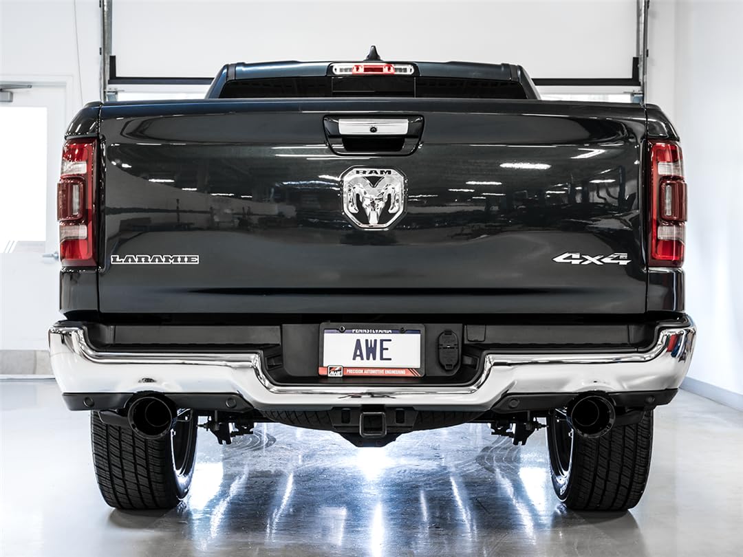AWE Tuning Cat-Back Exhaust for 19-21 RAM 1500 5.7L - Dual Rear Exit, Diamond Black Tips, Model 3015-33006, One Size