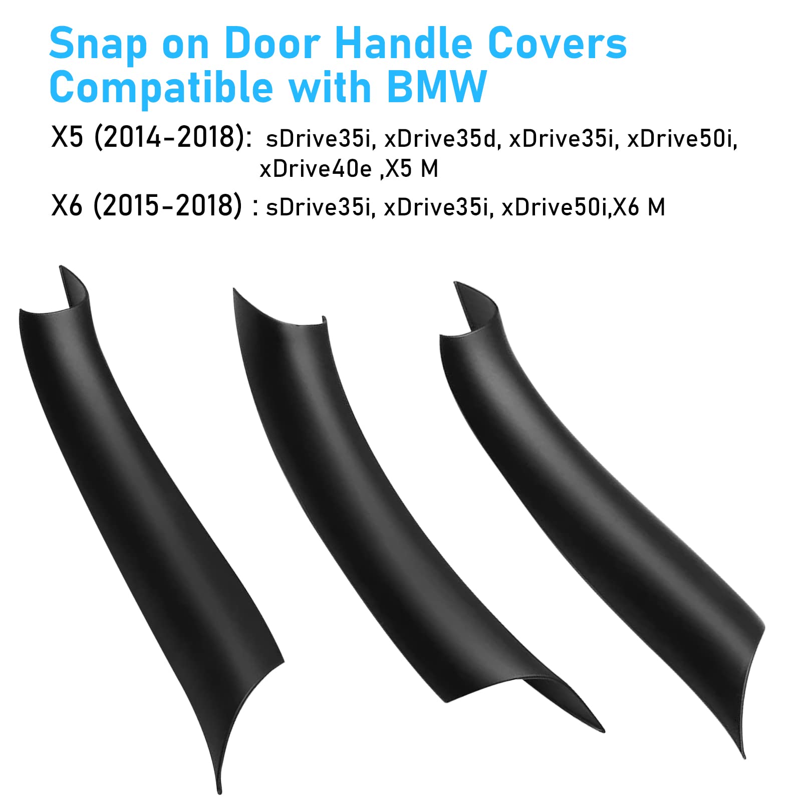 Jaronx 3PCS Black Door Handle Covers for BMW X5 F15 (2014-2018) & X6 F16 (2015-2018) - Left & Right Side Interior