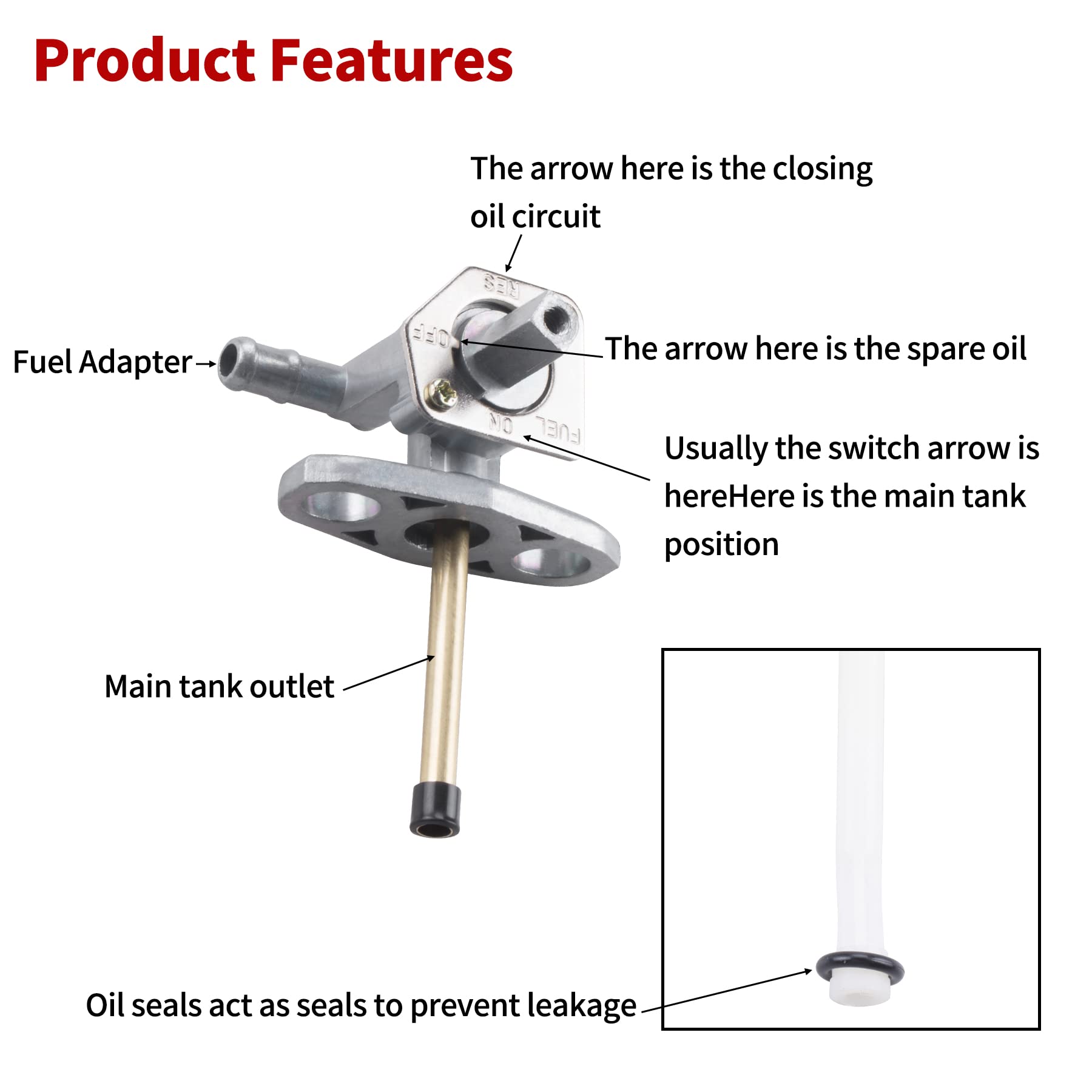 Fuel Tank Petcock Vavle Shut Off Tank Switch Compatible with Honda TRX 250EX 350 400 420 Foreman Recon 250 Rancher TRX400 450 50