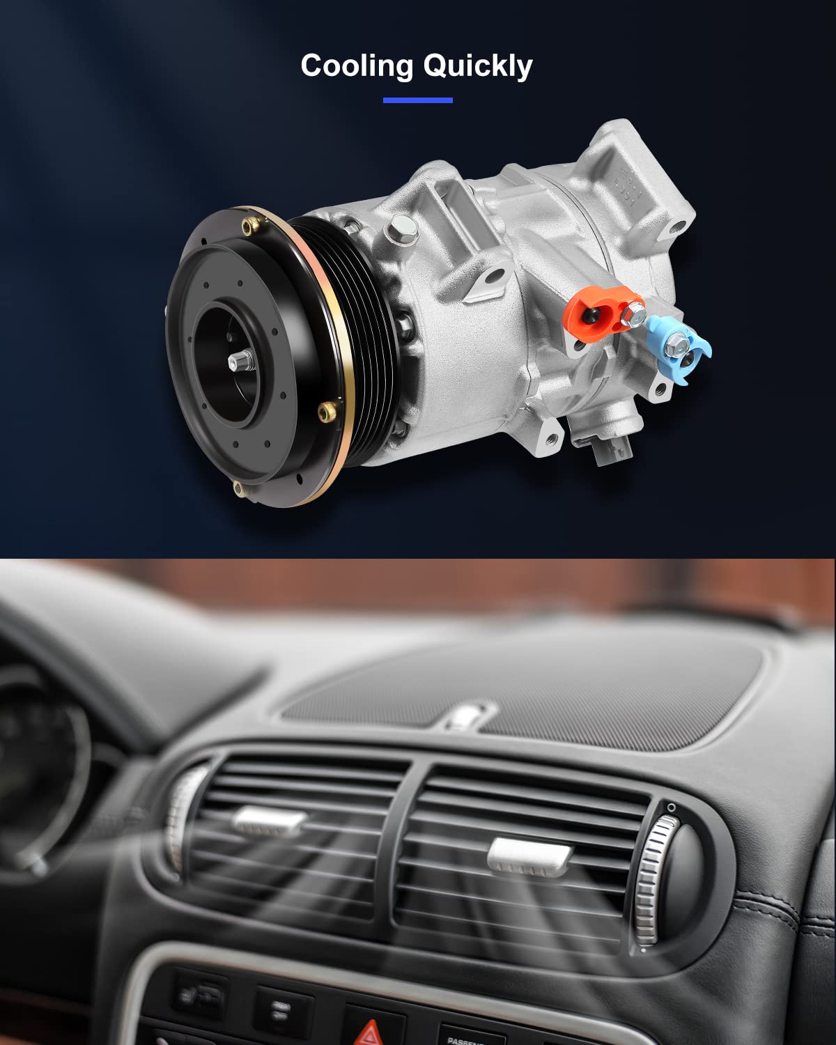 Eccpp Ac Compressor Fit For Toyota Camry Rav4 2.4L 2006-2009 Fit For Toyota Hiace 2.7L 2006-2018 Ac Compressor With Clutch 6Seu1