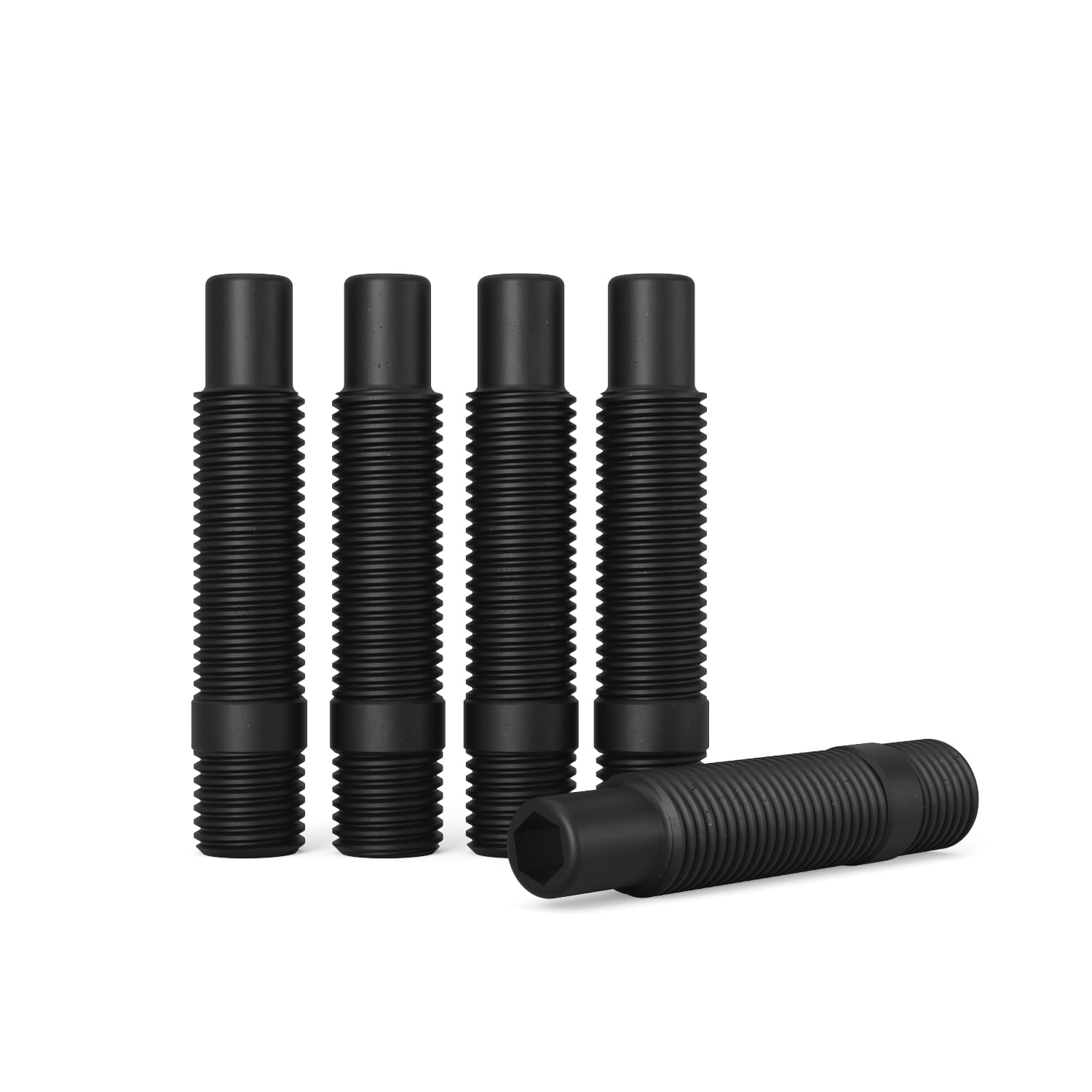 20Pcs Extended Black Wheel Stud Conversion - 12X1.5 To 12X1.5, 60Mm Total Length, 44Mm Shank Length - Compatible With Bmw 1 3 5