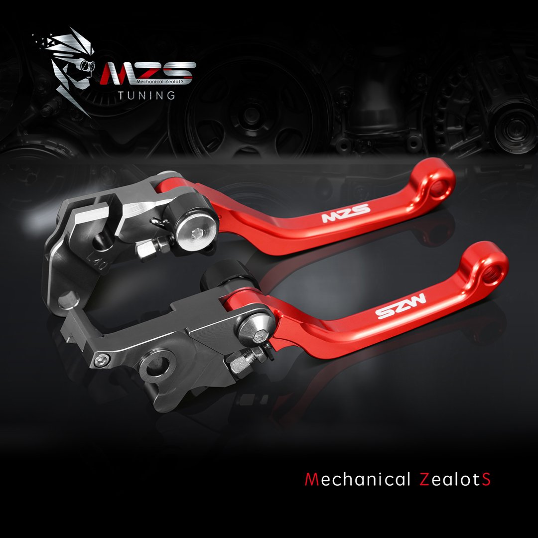 Mzs Red Dirt Bike Brake Clutch Levers Pivot Adjustable Cnc Compatible With Crf150F Crf 150F 2003-2017 | Crf230F Crf 230F 2003-2019 | Crf250F 250F 2019-2022