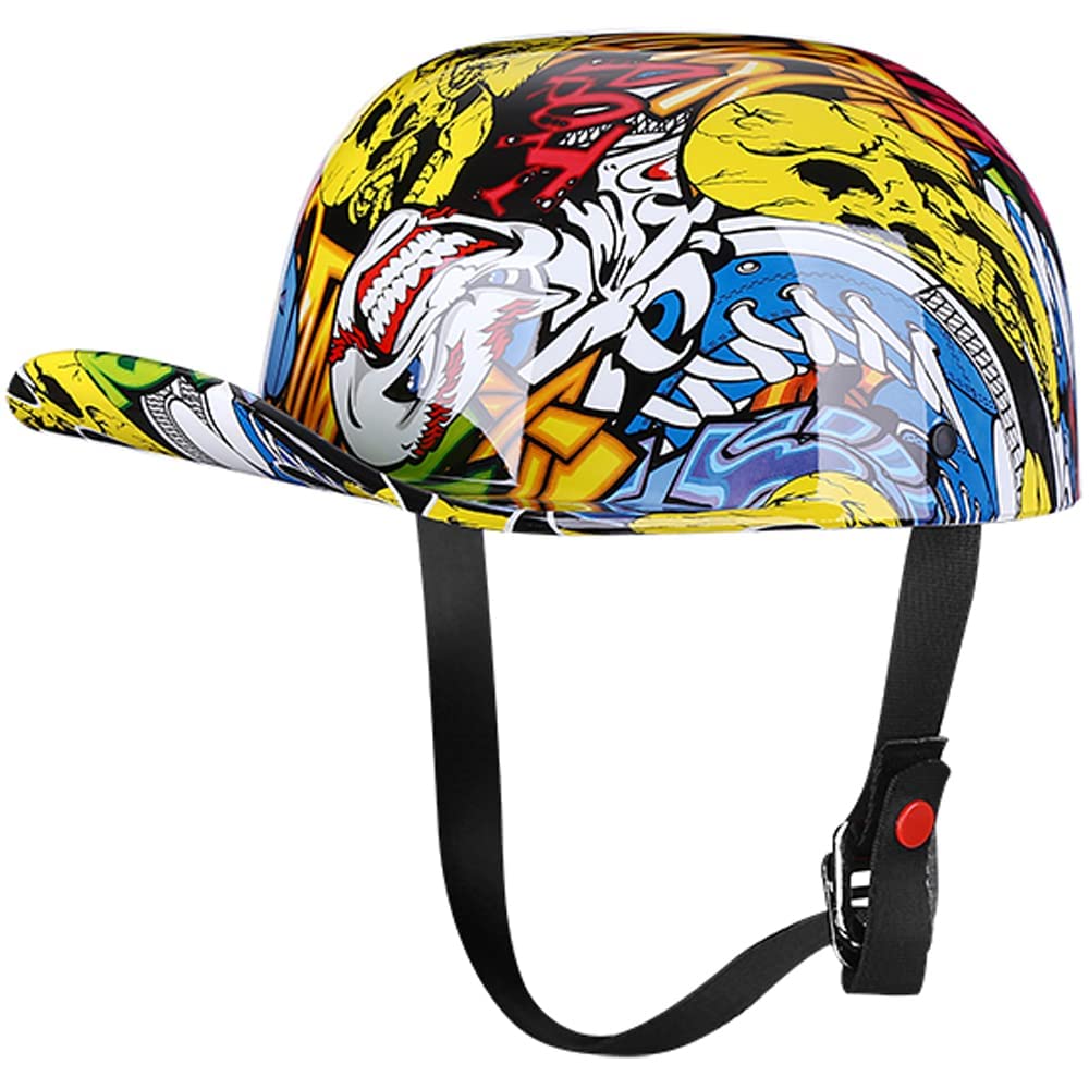 Yesmotor Baseball Style Cap Motorcycle Helmet Unisex-Adult - Dot Approved (Painting,Xxl)