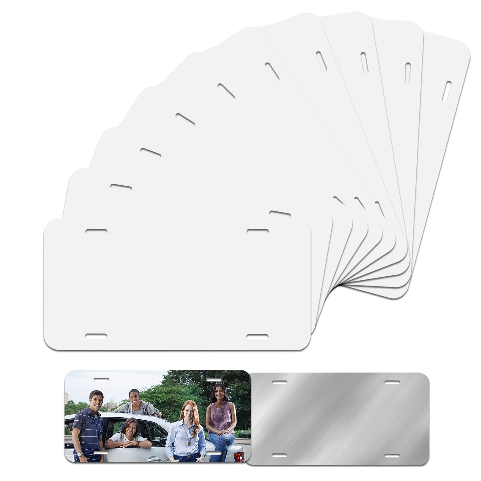 10 Pack Sublimation License Plate Blanks,Heat Thermal Transfer Sheet Diy Picture Sublimation Blank,Metal Aluminum Automotive Lic