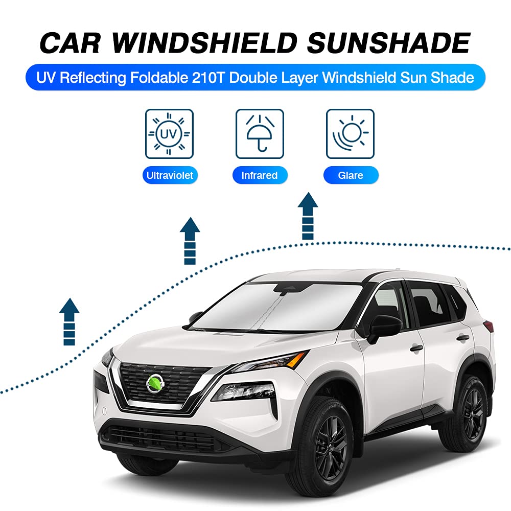 Kust Custom Fit Windshield Sun Shade For 2021-2025 Nissan Rogue 3Rd Gen. Accessories (Not For Rogue Sport) Window Shade Cover Su
