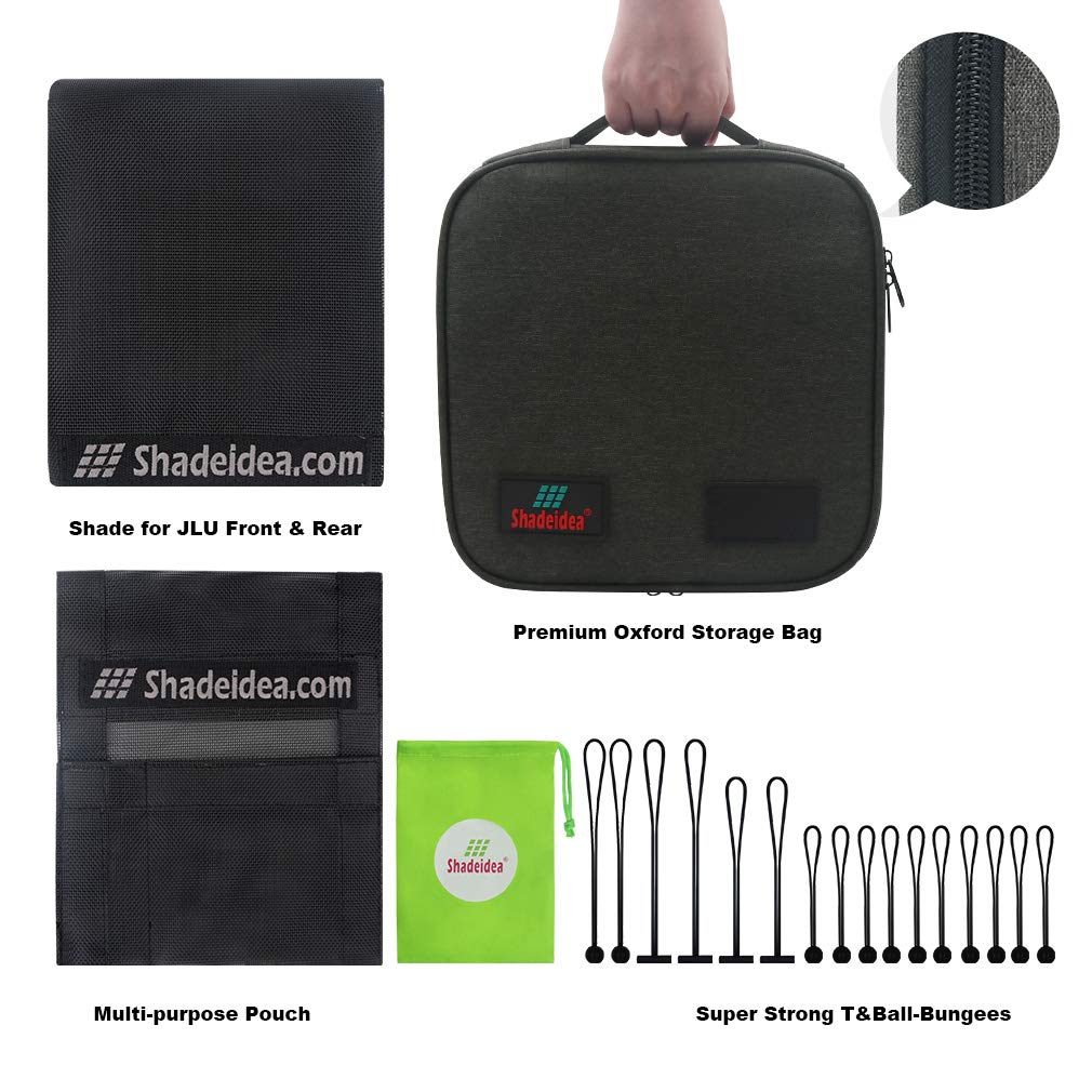 Shadeidea Sun Shade For Jeep Wrangler Jl Unlimited (2018-2023) 4 Door Front And Rear-Black Mesh Screen Sunshade Jlu Top Cover Uv
