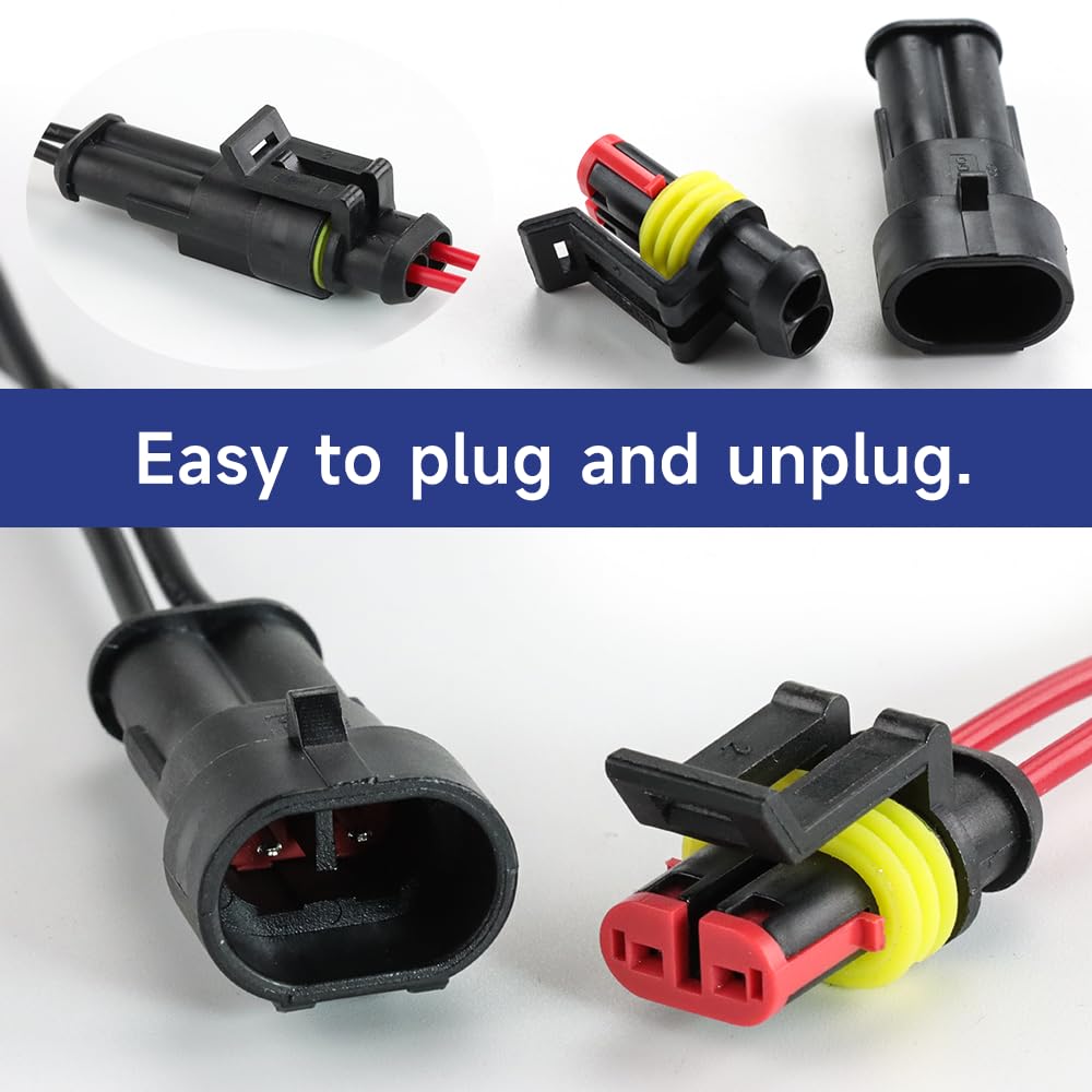 Ymyp 355Pcs 26 Sets Waterproof Automotive Wire Connectors - 1/2/3/4 Pin Connectors Male And Female For Cars Motorcycles & Boats - 22-16 Awg