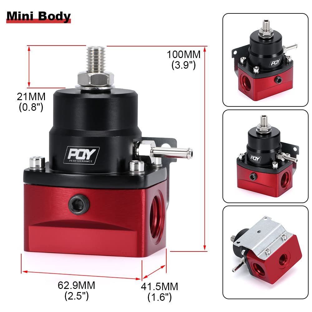Pqy Fuel Pressure Regulator An8 Feed & An6 Return Line + 0-160Psi Gauge Set Black+Red