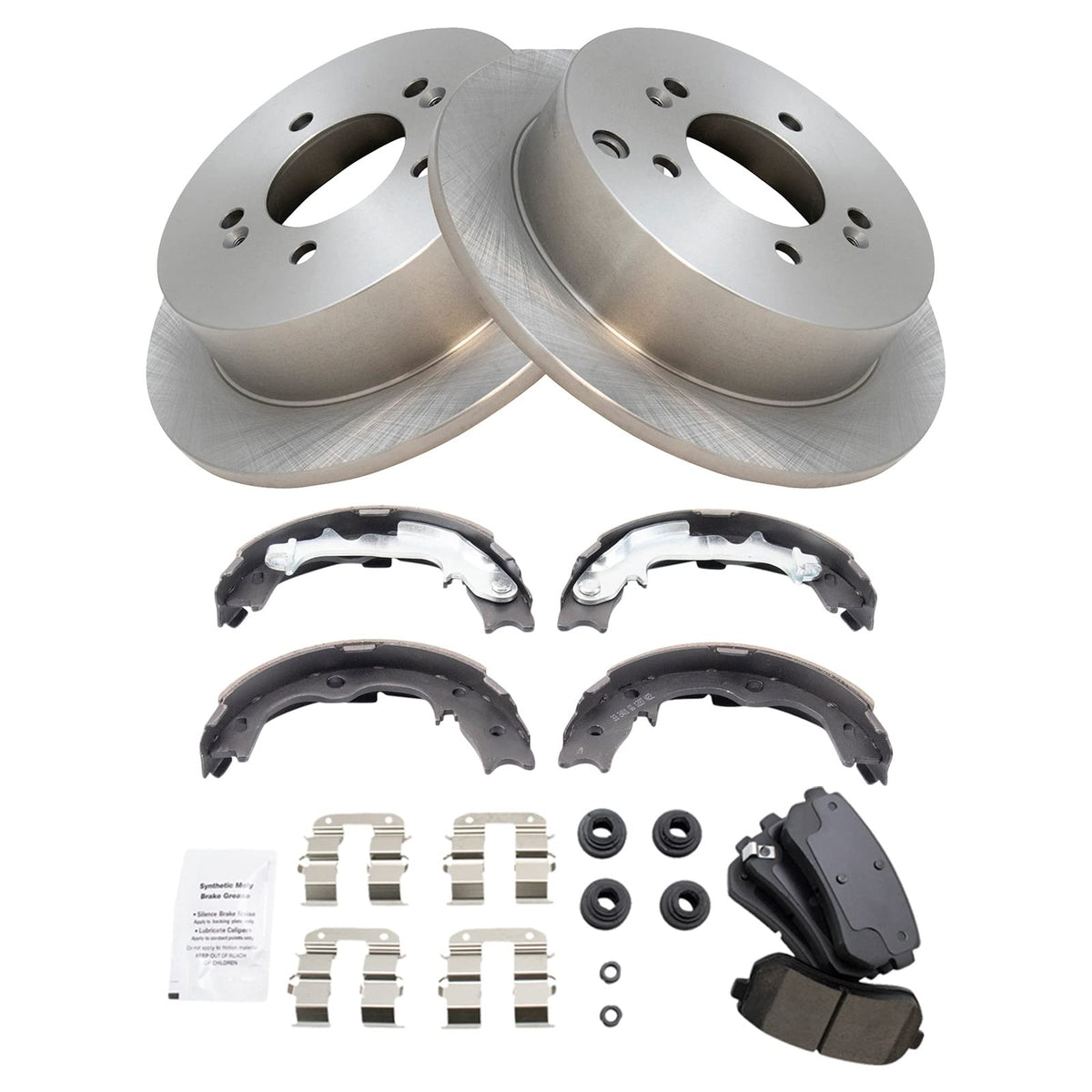 Trq Rear Brake Pad & Rotor Kit Brake Pads Brake Rotor Parking Brake Shoe Set Ceramic Compatible With 2010-2015 Hyundai Tucson 20