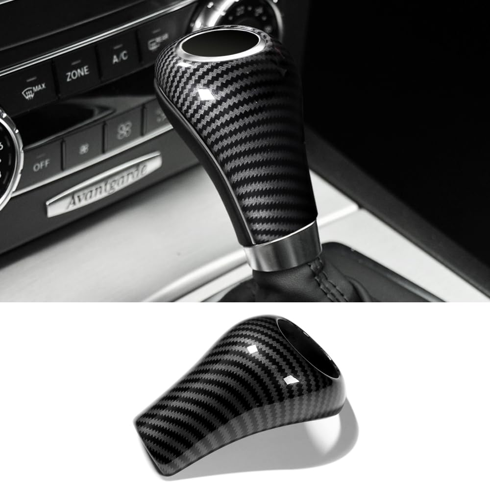 Charminghorse 1 Piece Carbon Fiber Car Gear Shift Knob Cover Sticker Interior Trim Compatible With W204 W212 A G E C Class Cls A
