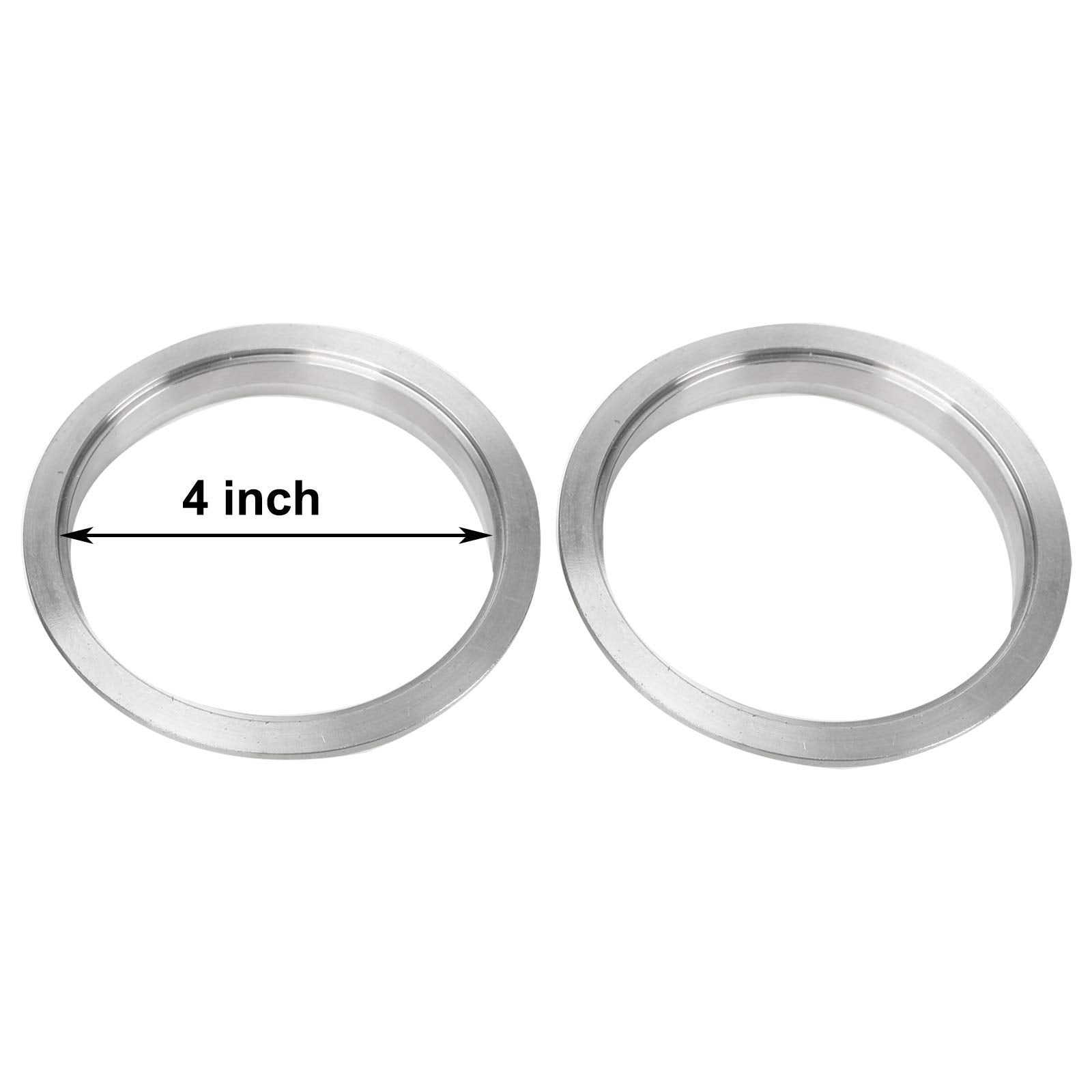 Blackhorse-Racing 4 Inch V Band Clamp With Stainless Steel Flange 4 Inch V Band Bolt Clamp With 2 Male Female Flanges For Turbo Pipe Performance Exhaust Sysformance Exhaust Pipes