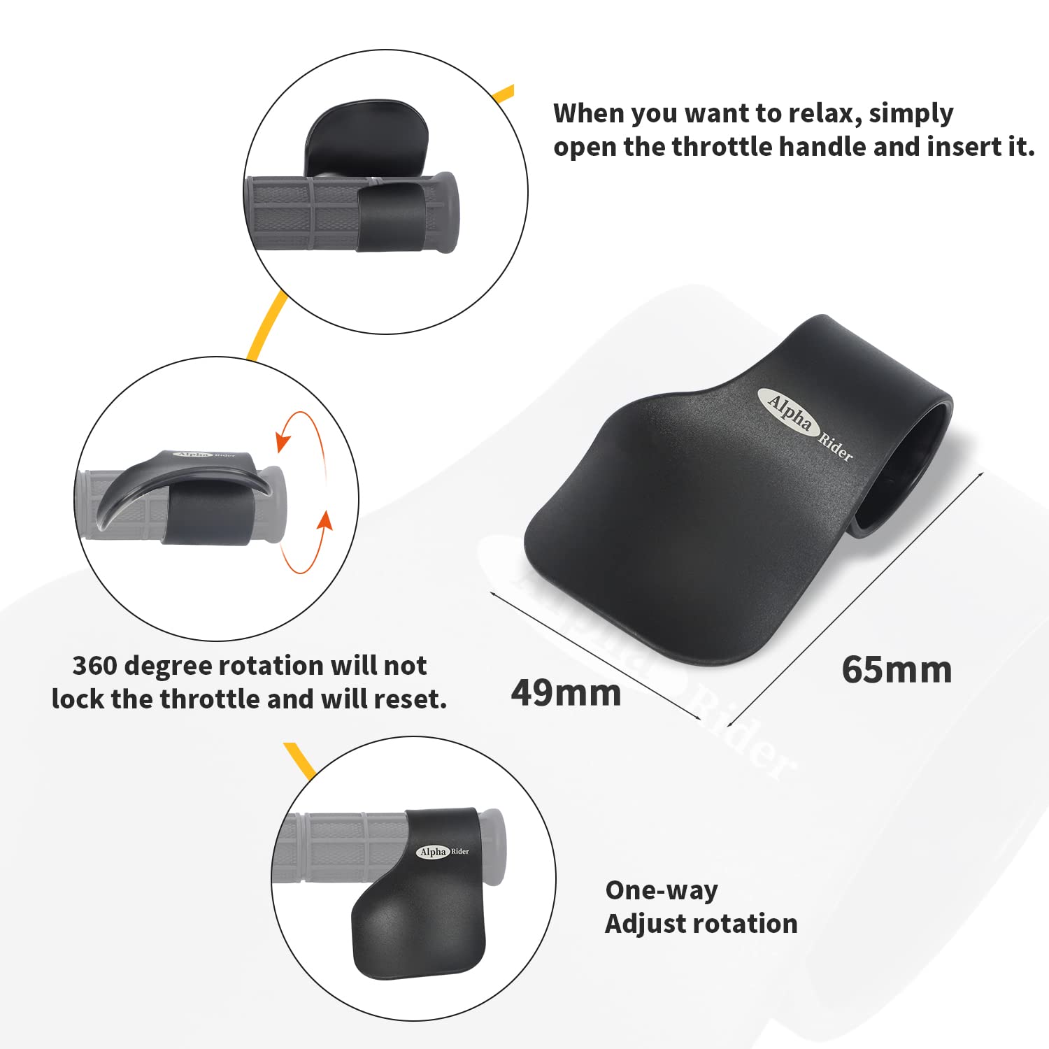Alpha Rider Cruise Throttle Assist For 7/8' Handlebar Universal Motorcycle Throttle Mounted Assist Oil Control For Street Bike Sport Off Road Scooter Naked Atv 22Mm Handlebar