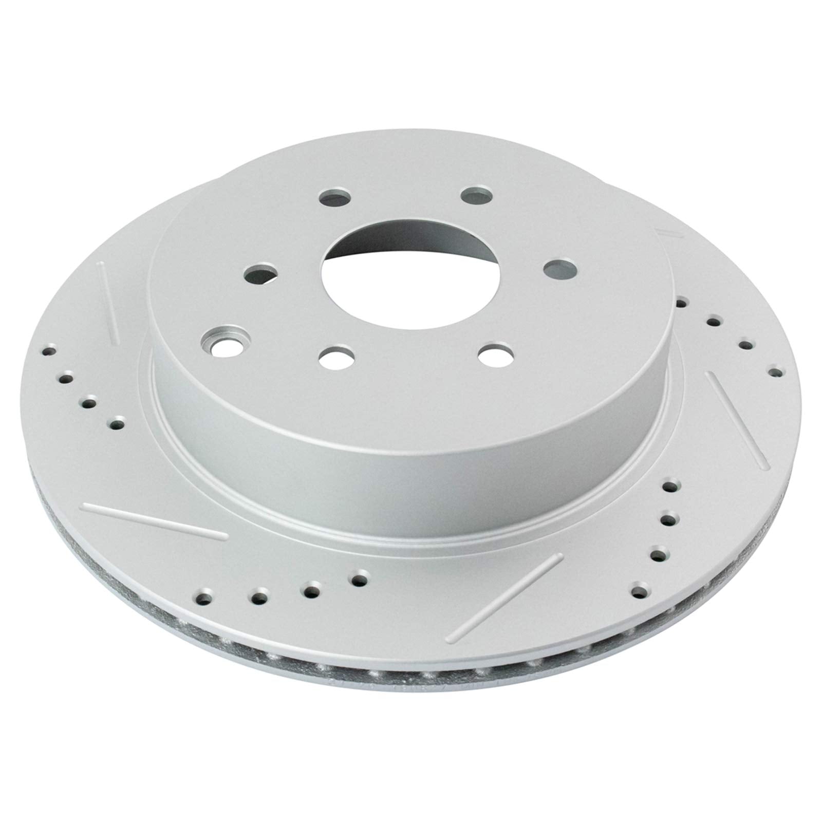 Trq Rear Brake Rotors Set Performance Premium G-Coated Slotted X Drilled Driver & Passenger Side Compatible With 2005-2012 Nissa