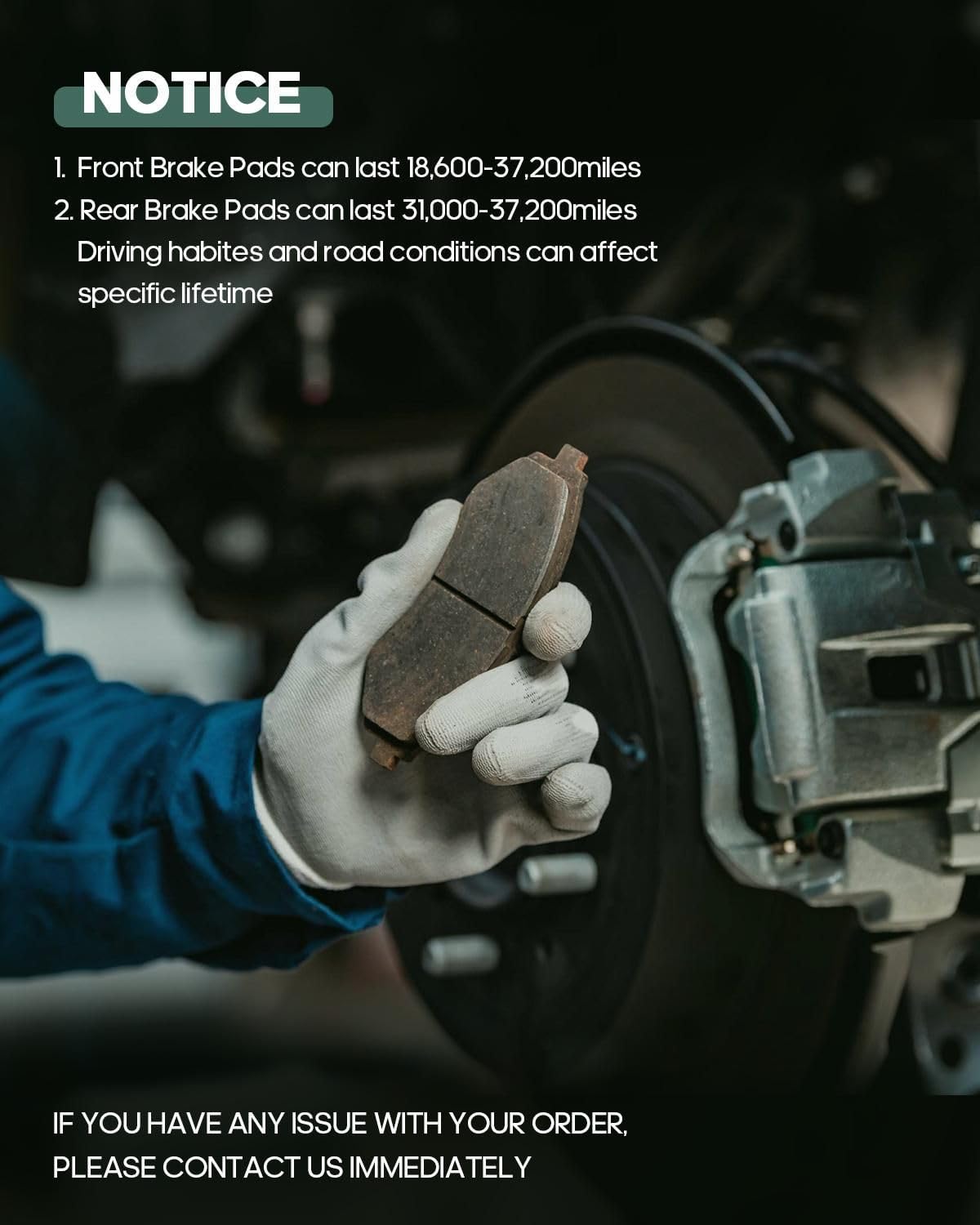 Scitoo Rear Disc Brake Pad Set 4Pcs W/Hardware Fit For Mazda For Cx-5 2016 2017 2018 2019 2020 2021