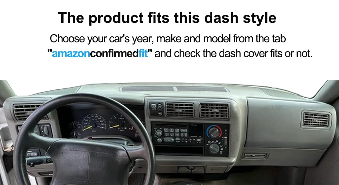 Yiz Dash Cover Mat Custom Fit For Chevrolet Chevy S10 Blazer/Gmc Jimmy Sonoma/Olds Oldsmobile Bravada/Isuzu Hombre,Dashboard Cov