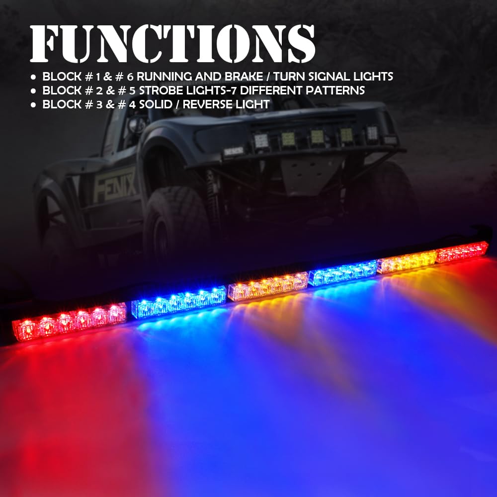 Xprite 36'' Rear Led Chase Light Bars, All In One W/Strobe Brake Reverse Turn Signal Light Compatible With Jeep, Atv, Utv, Yamah