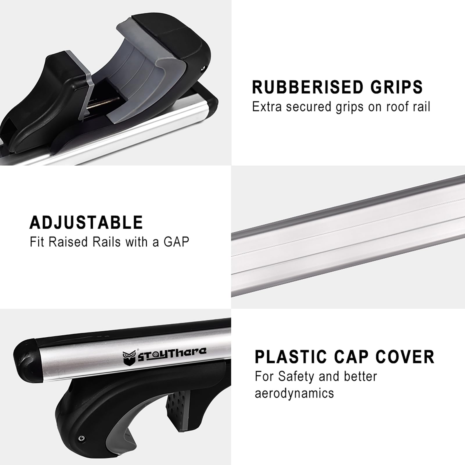 Stay There Car Roof Rack Cross Bars 56”Aero Thick Aluminum Universal Crossbars Roof Rack Adjustable Roof Cross Bars, Fits Most Vehicles With Existing Raised Side Rails With Gap- 200 Lbs Load Capacity