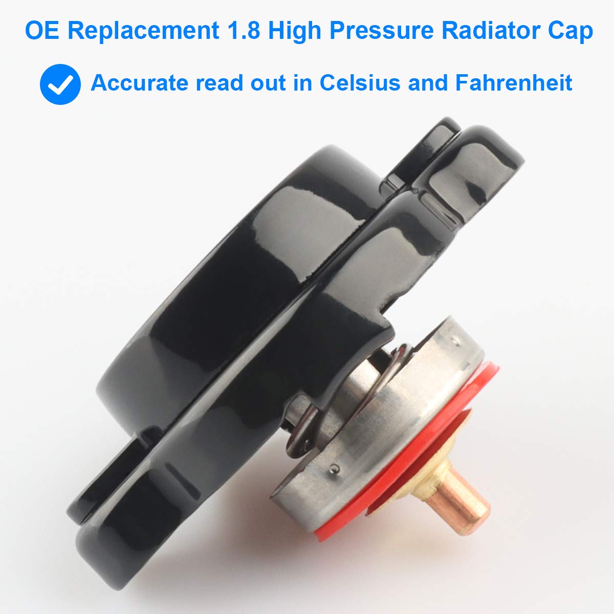 Allmotorparts High Pressure Radiator Cap with Temp Gauge, 1.8 Bar, 25.6psi for Honda, Kawasaki, Suzuki, Yamaha, ATV & Dirt Bikes - Silver/Gray