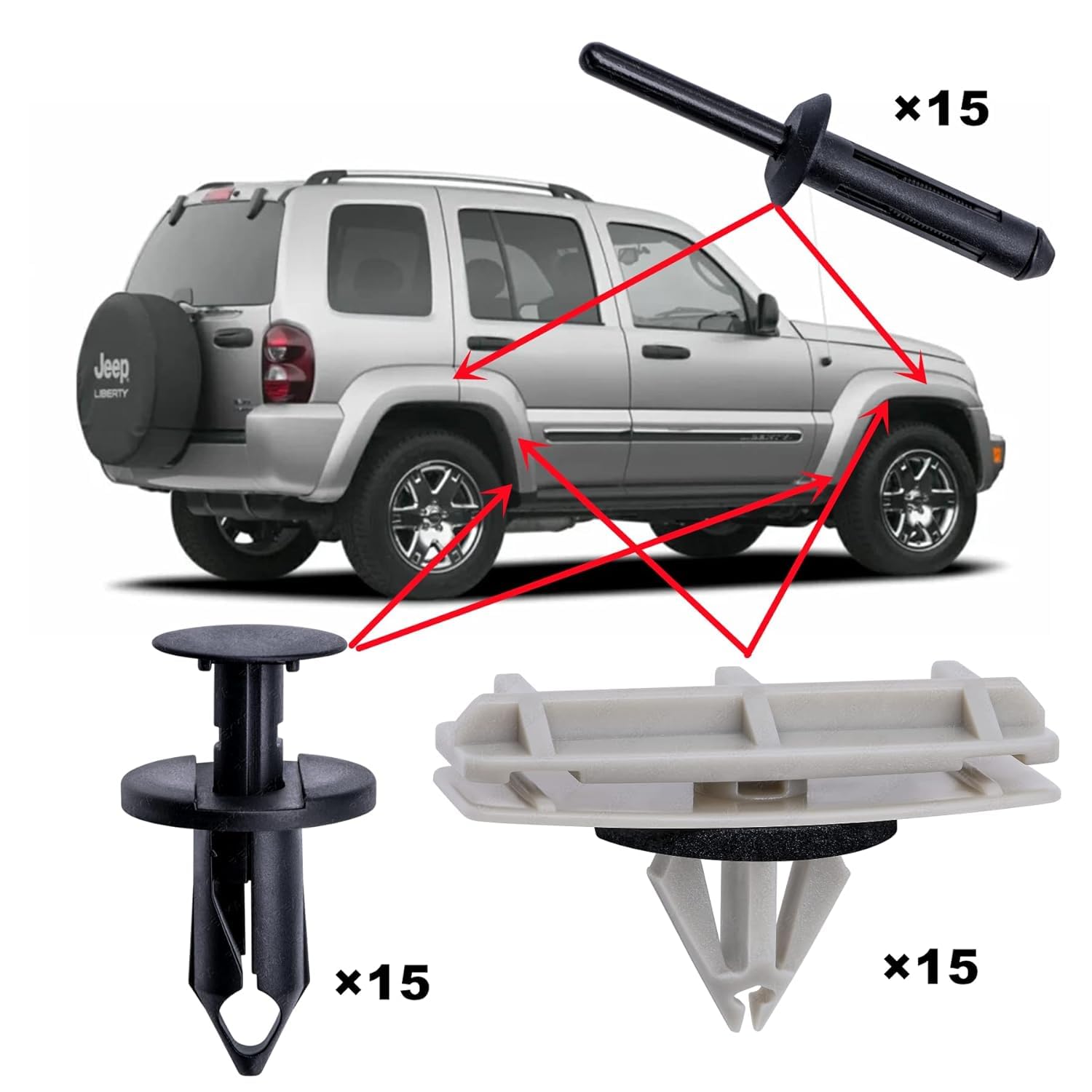 Rexka 55Pcs Wheel Fender Flare Clips Hardware Kit For Jeep Liberty 2006-2012 55157055Aa 6503598 6506007Aa 55156429Aa
