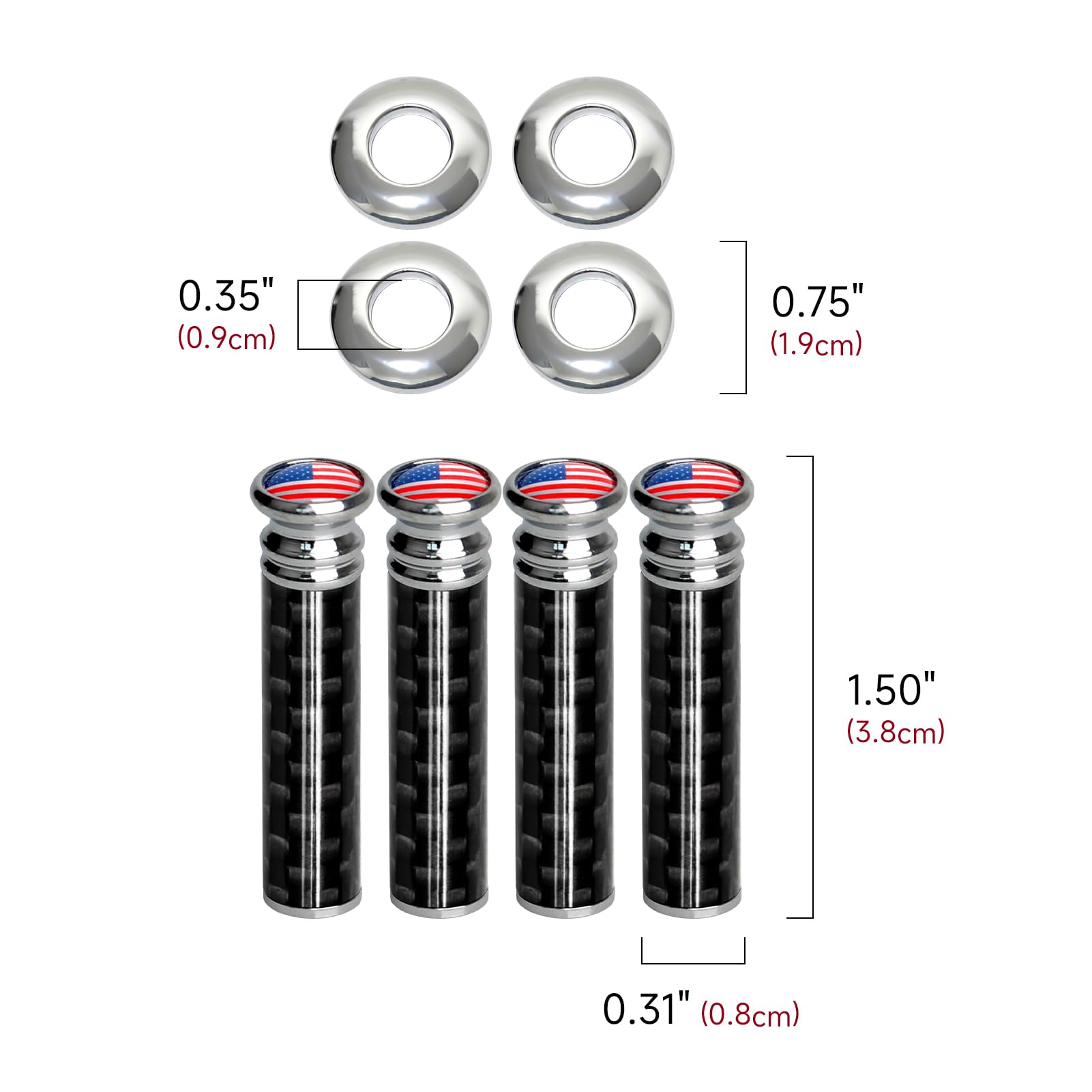 4Pcs Car Door Lock Knobs Carbon Fiber Door Lock Bolt Pin Cover American Flag Universal Modification Interior Accessries (Red Flag)