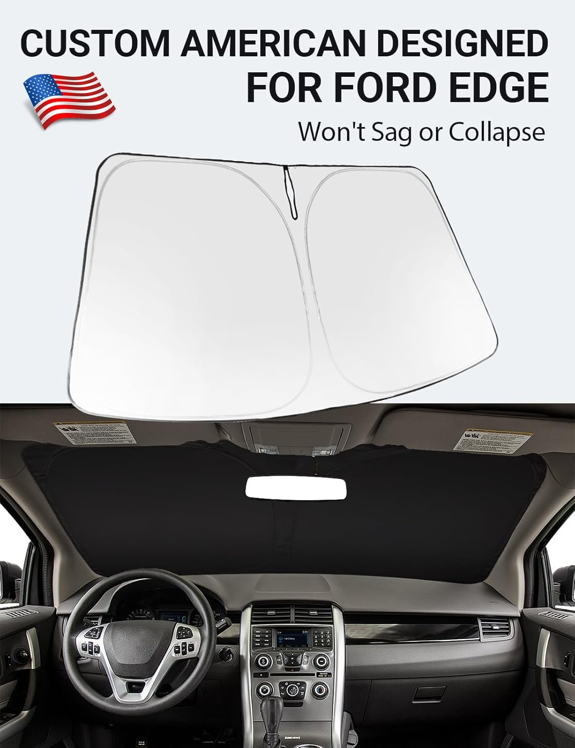 Proadsy 2025 Upgrade Windshield Sun Shade Custom Fit 2007-2014 Ford Edge Foldable Front Sunshade Protector Sun Visor Blocks Uv R
