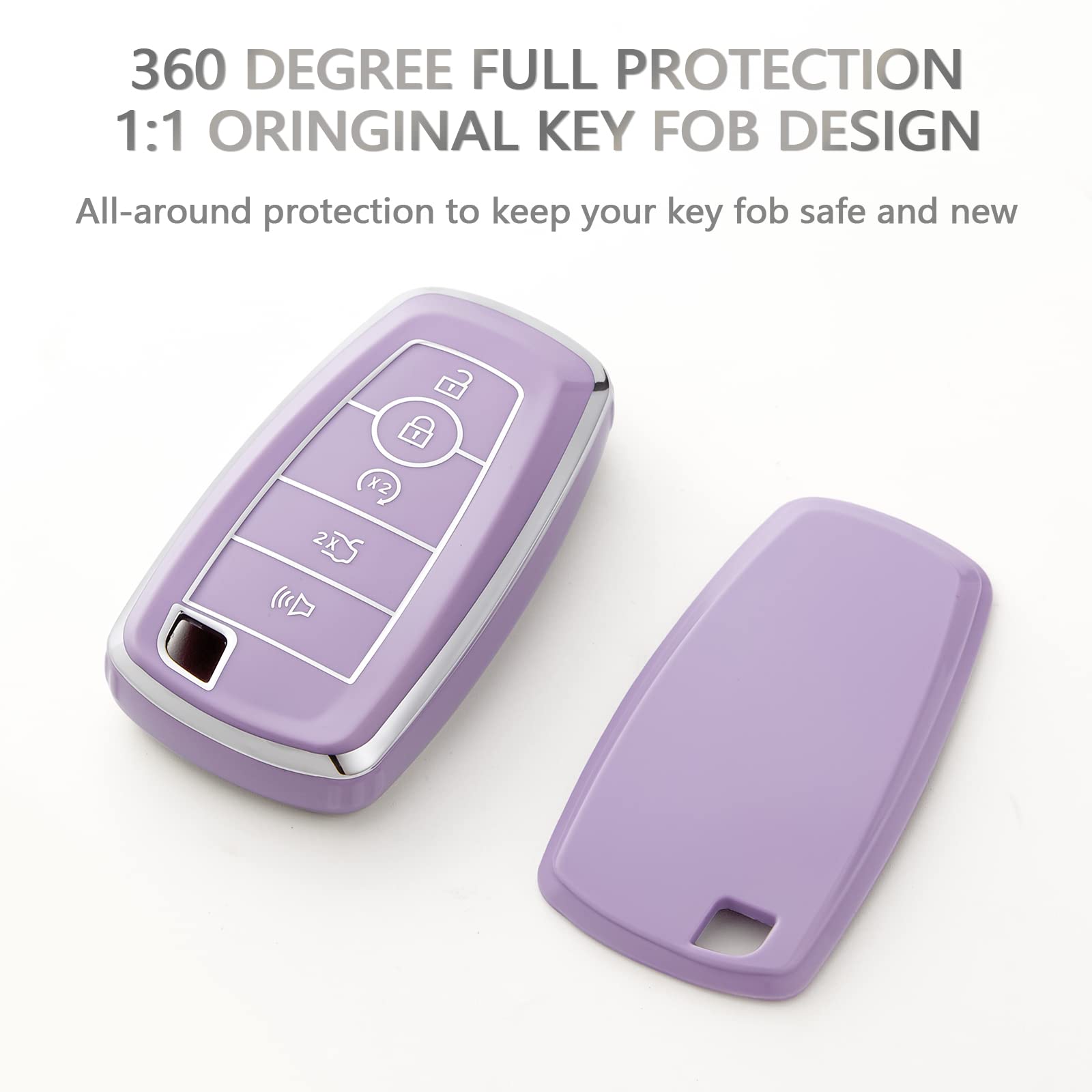 OFFCURVE TPU Car Key Fob Case Cover - Compatible with Ford Fusion, Explorer, Escape, F150, F250, F350, F450, F550, Expedition -