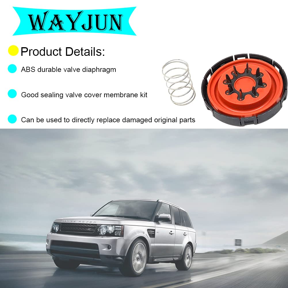 WayJun PCV Vavle Cover with Membrane kit (1 Pcs) Compatible for LR4 Range Rover & Sport Jaguar XF XJ XK 3.0L 5.0L LR041443