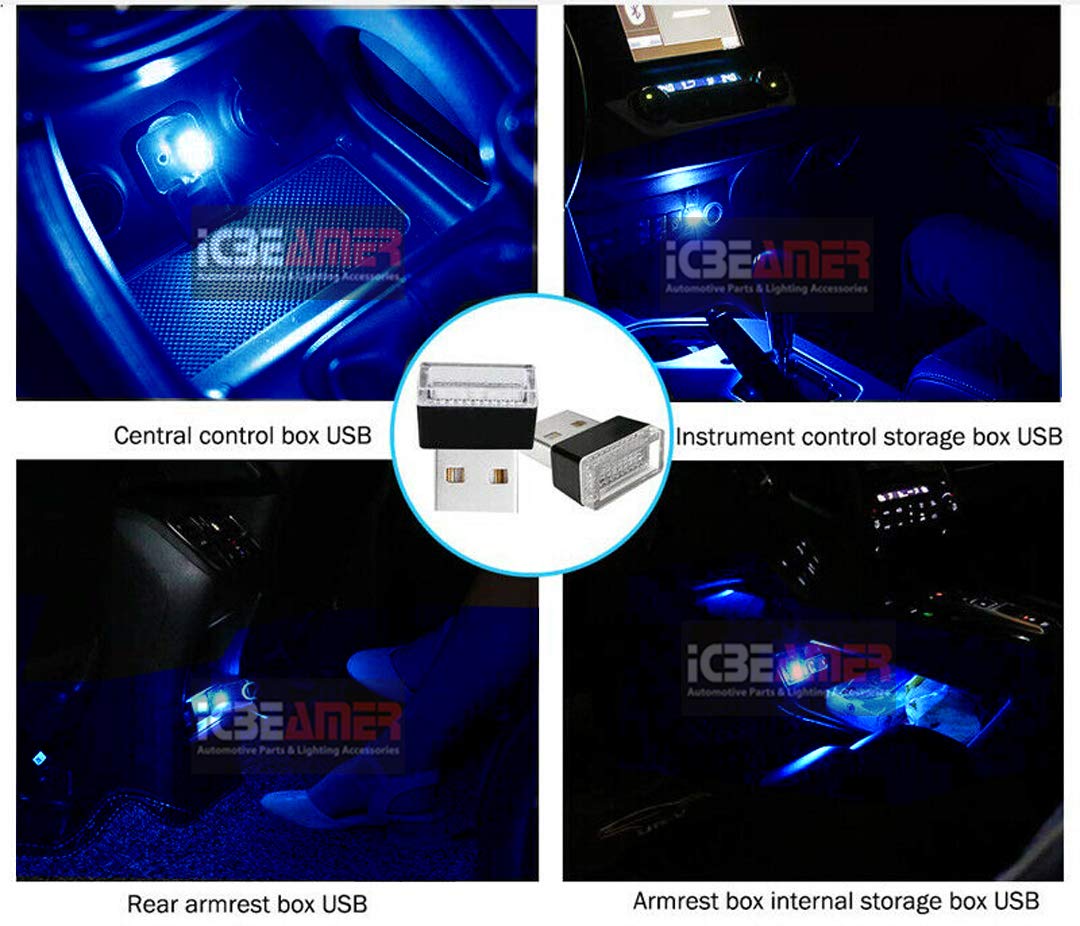 Icbeamer 1 Pc Blue Color Universal Usb Interface Plug-In Miniature Night Light Led Car Interior Trunk Ambient Atmosphere