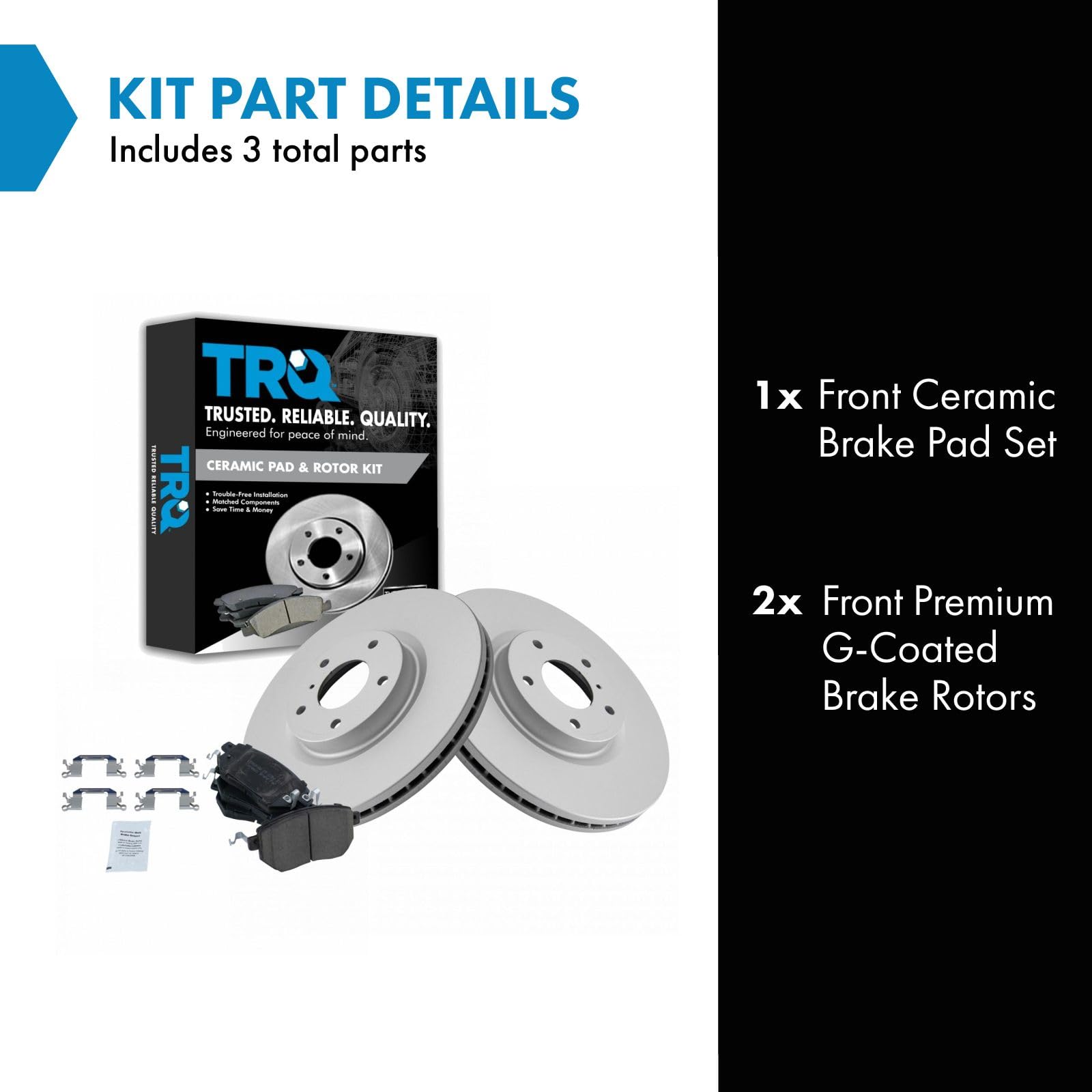 Trq Front Brake Pad & Rotor Kit Brake Pads Brake Rotor Ceramic Vented Premium G-Coated Compatible With 2003-2005 Infiniti Fx35 F