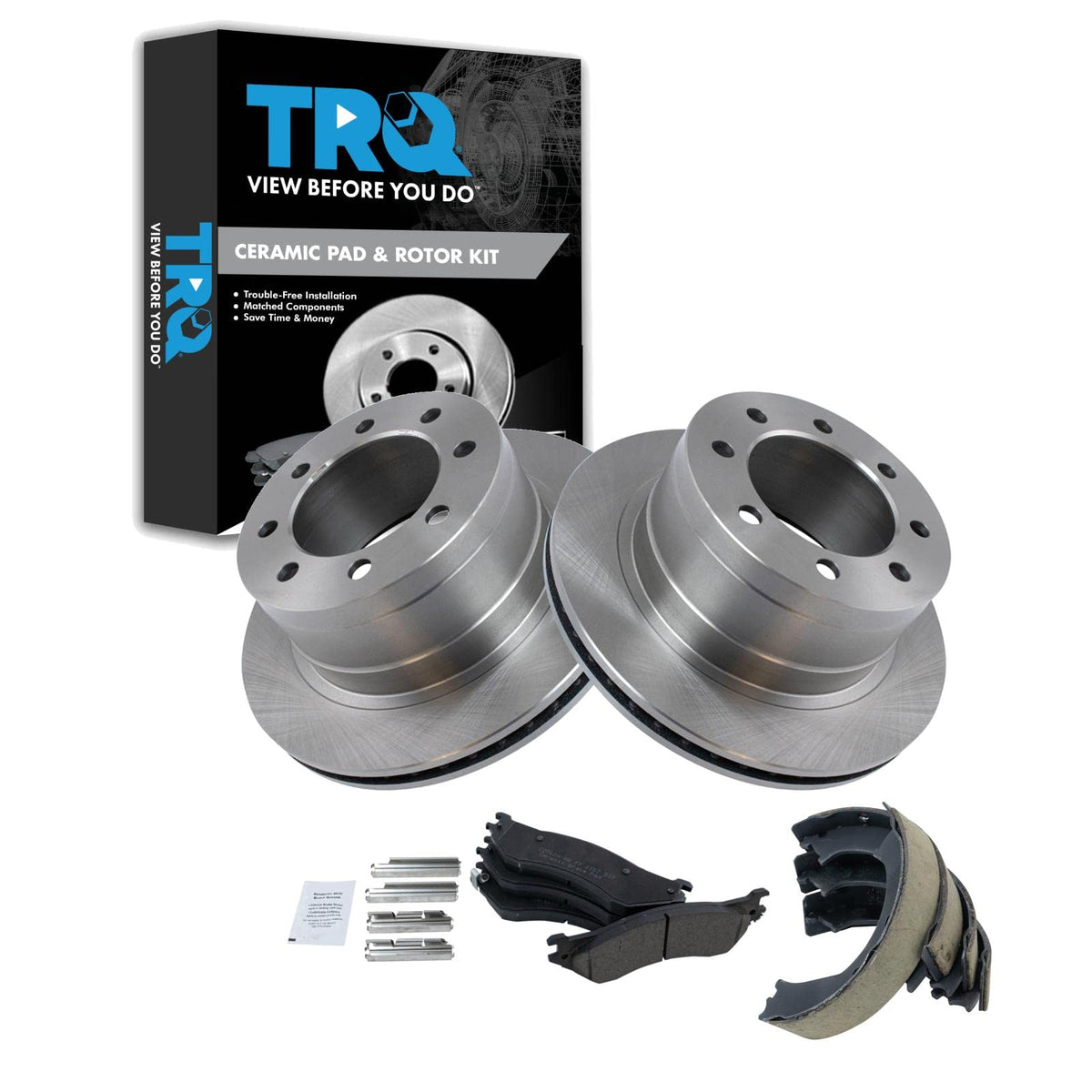 Trq Rear Ceramic Brake Pad & Rotor Kit Compatible With 2006 Dodge Ram 1500