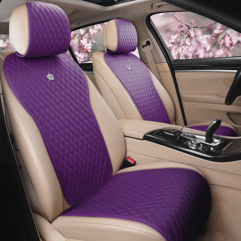 Red Rain Universal Seat Covers for Cars Leather Seat Cover with Crown Purple Car Seat Cover 2/3 Covered 11Pcs Fit Car/Auto/Truck