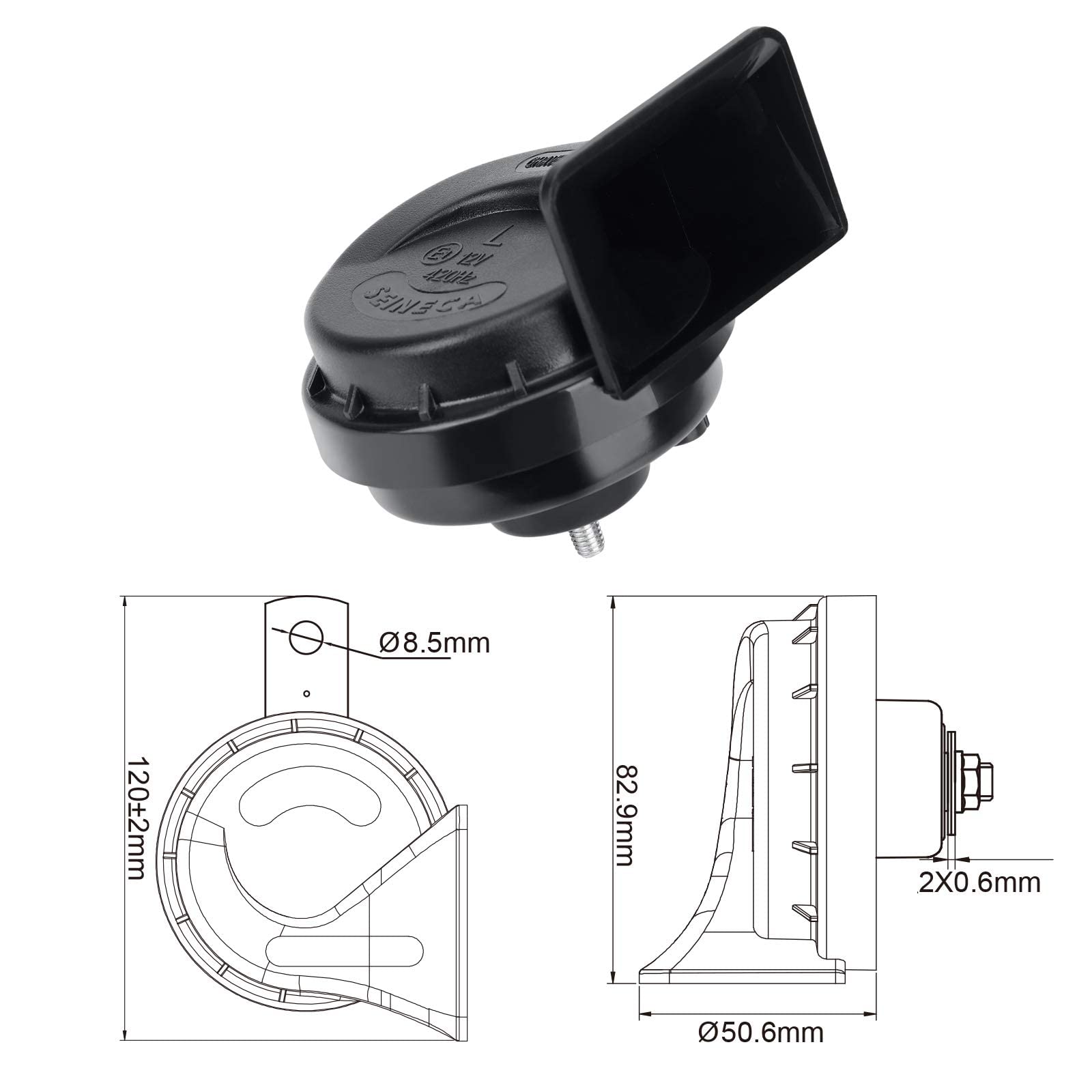 Car Single Horn Loud Waterproof 12V High Tone Snail Electric Horn For Motorcycle Pickup Rv Suv Mpv Van Electric Scooter. (Black Low)