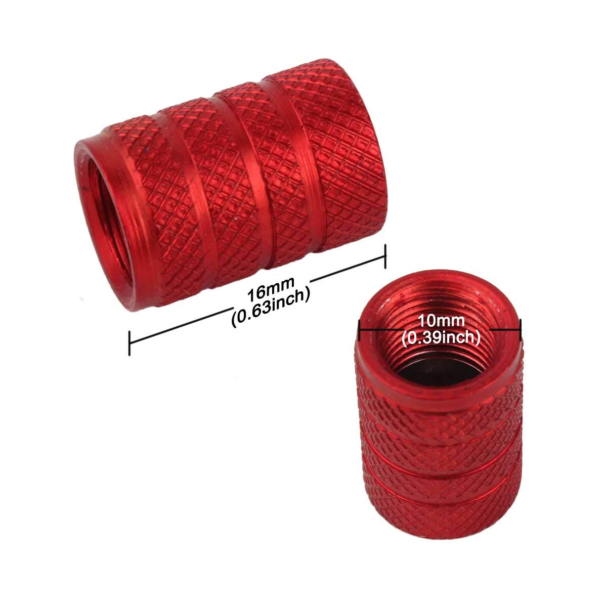 Winka Round Tire Stem Valve Caps Aluminium Car Dustproof Caps Tire Wheel Stem Air Valve Caps, 5 Pieces Red