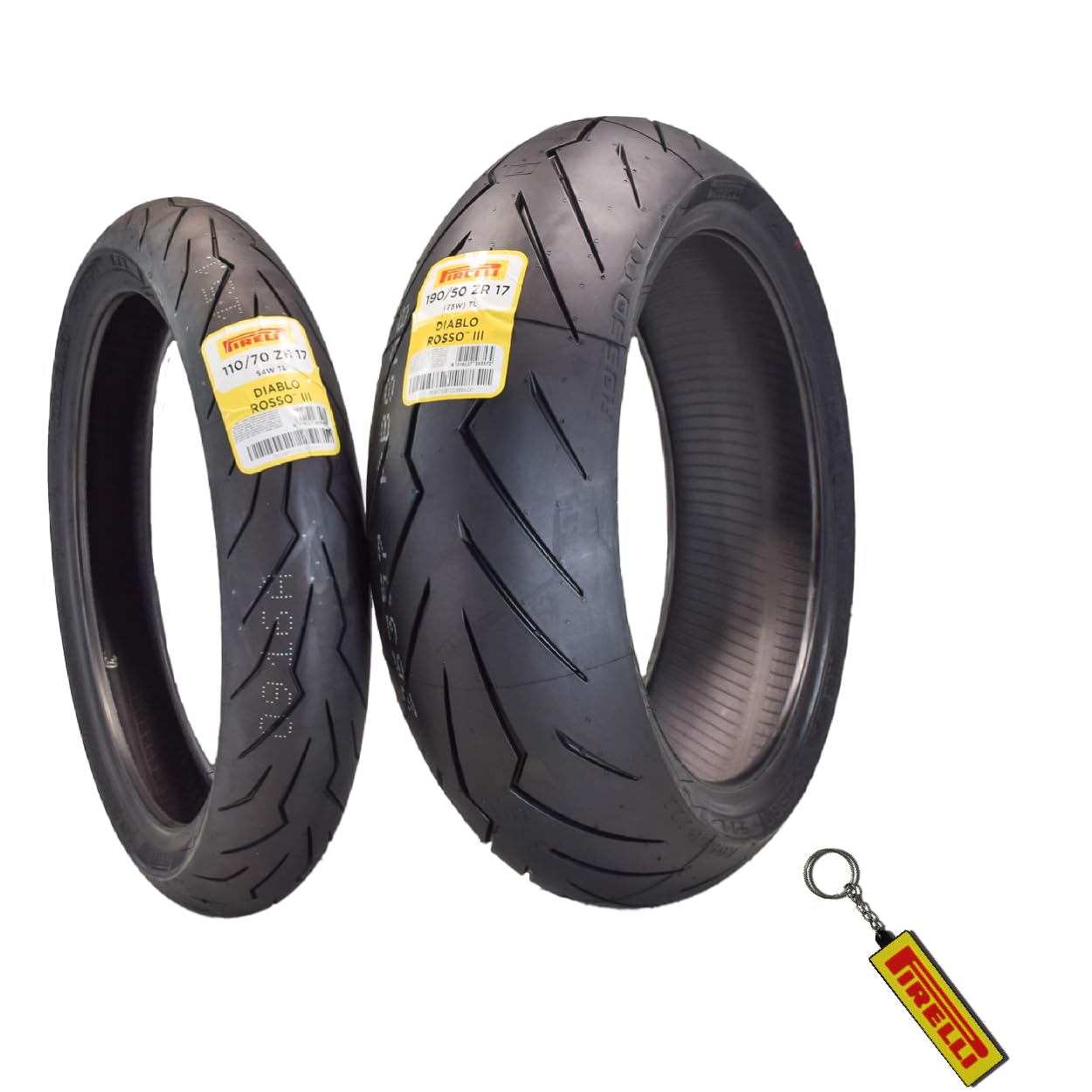 Pirelli Diablo Rosso Iii Motorcycle Tire Set: 110/70 Zr 17 M/C Front & 190/50 Zr 17 M/C Tl Rear- High Performance, Durable For S