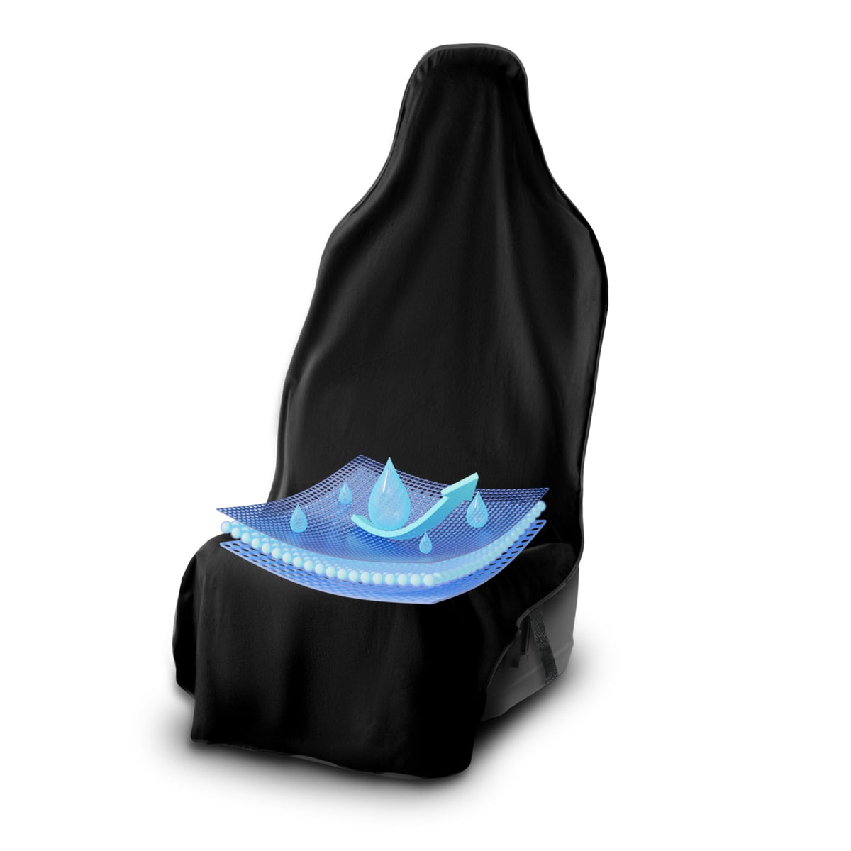 Ultrasport Front Seat Cover, Universal Fit Waterproof & Sweatproof Car Seat Protector, Odor-Resistant, Machine Washable & Spill-Proof Towel Cover For Gym, Pet, Travel & Outdoor Adventure, Black