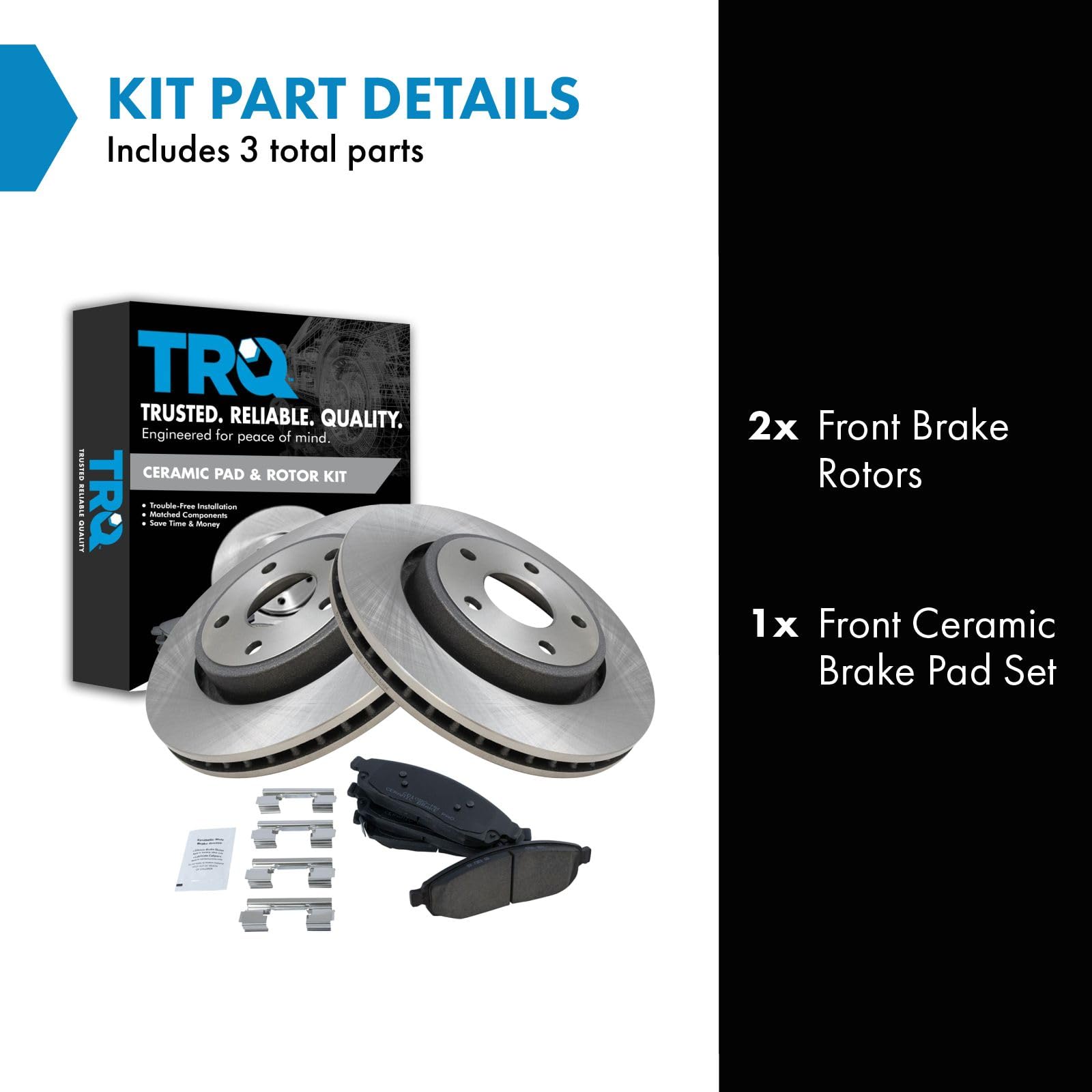 Trq Front Brake Pad & Rotor Kit Brake Pads Brake Rotor Ceramic Compatible With 2006-2010 Jeep Commander 2005-2010 Grand Cherokee