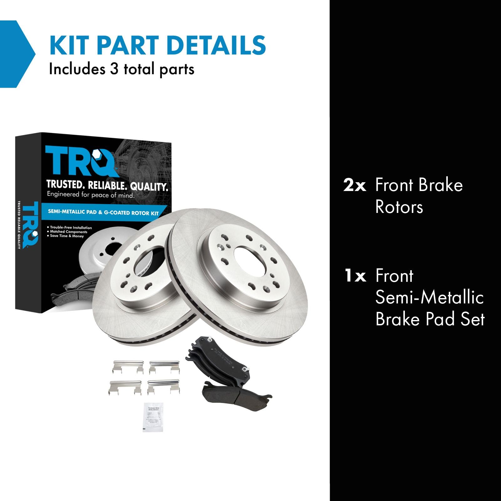 Trq Front Brake Pad & Rotor Kit Semi-Metallic Compatible With 2006 Chevrolet Silverado 1500 2007 Silverado 1500 Classic Gmc Sier