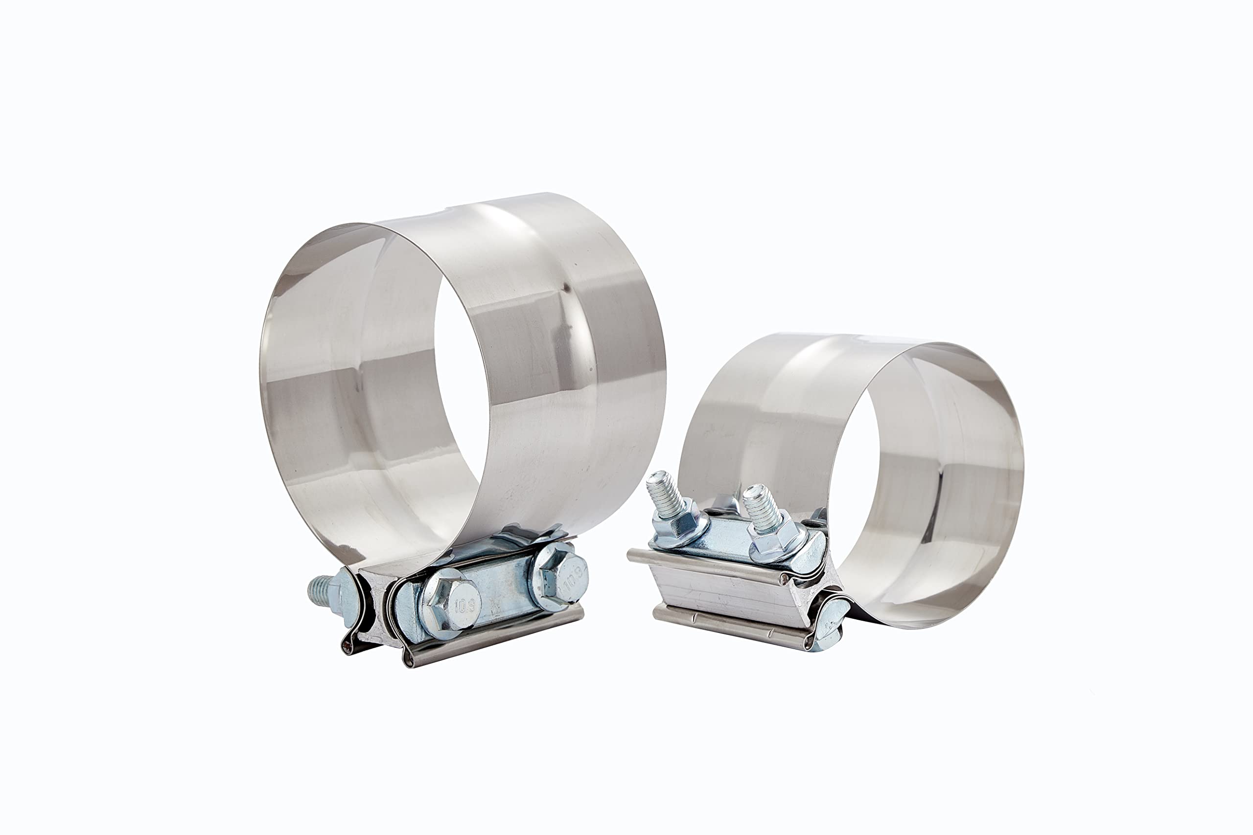 Floshine 3.5 In Lap Joint Band Clamps,Exhaust Muffler Clamp 2 Pcs,3.5 Exhaust Pipe Clamps Preformed Stinless Steel
