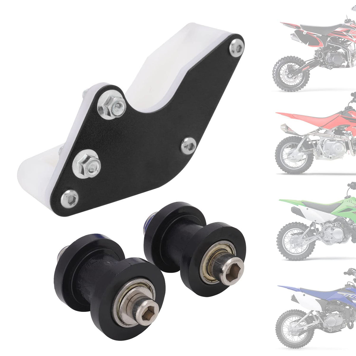 USTPO Motorcycle Chain Guide + Chain Rollers Wheels Aluminum Chain Guard Tensioner for XR CRF KLX SSR TTR Apollo SDG 50 65 70 85