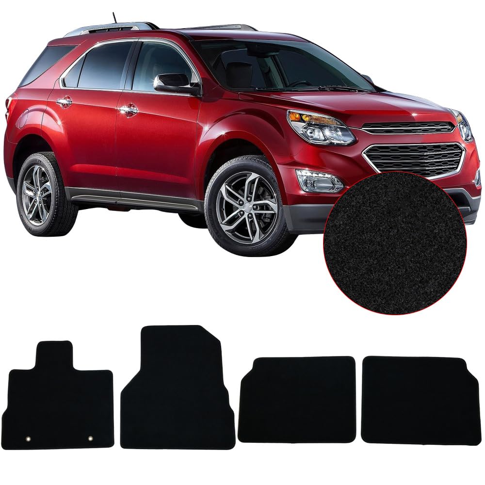 Floor Mats Compatible with 10-17 Chevy Equinox, Black Nylon Flooring Protection Interior Carpets by IKON MOTORSPORTS, 2011 2012 2013 2014 2015 2016