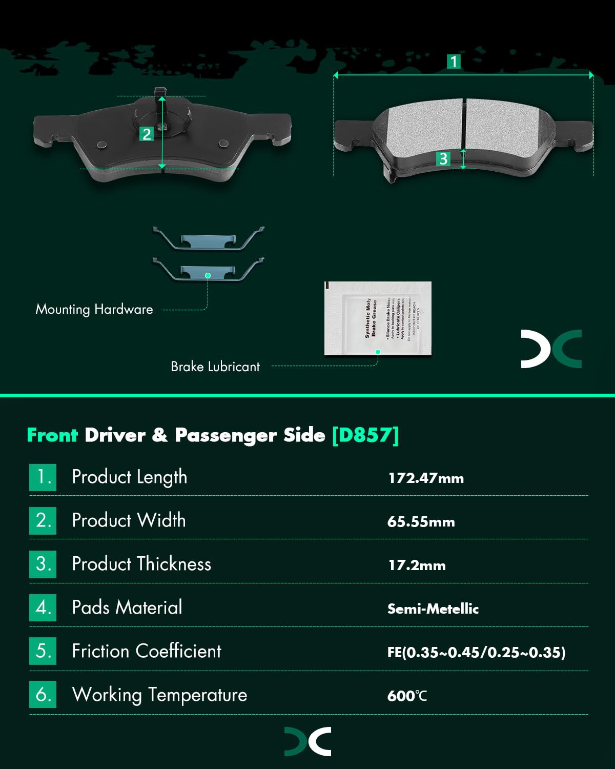 Ceramic Brake Pads Kits,Scitoo 8Pcs Brakes Pads Set Fit For 2001-2007 For Chrysler Town & Country,2001-2007 For Dodge Caravan,20
